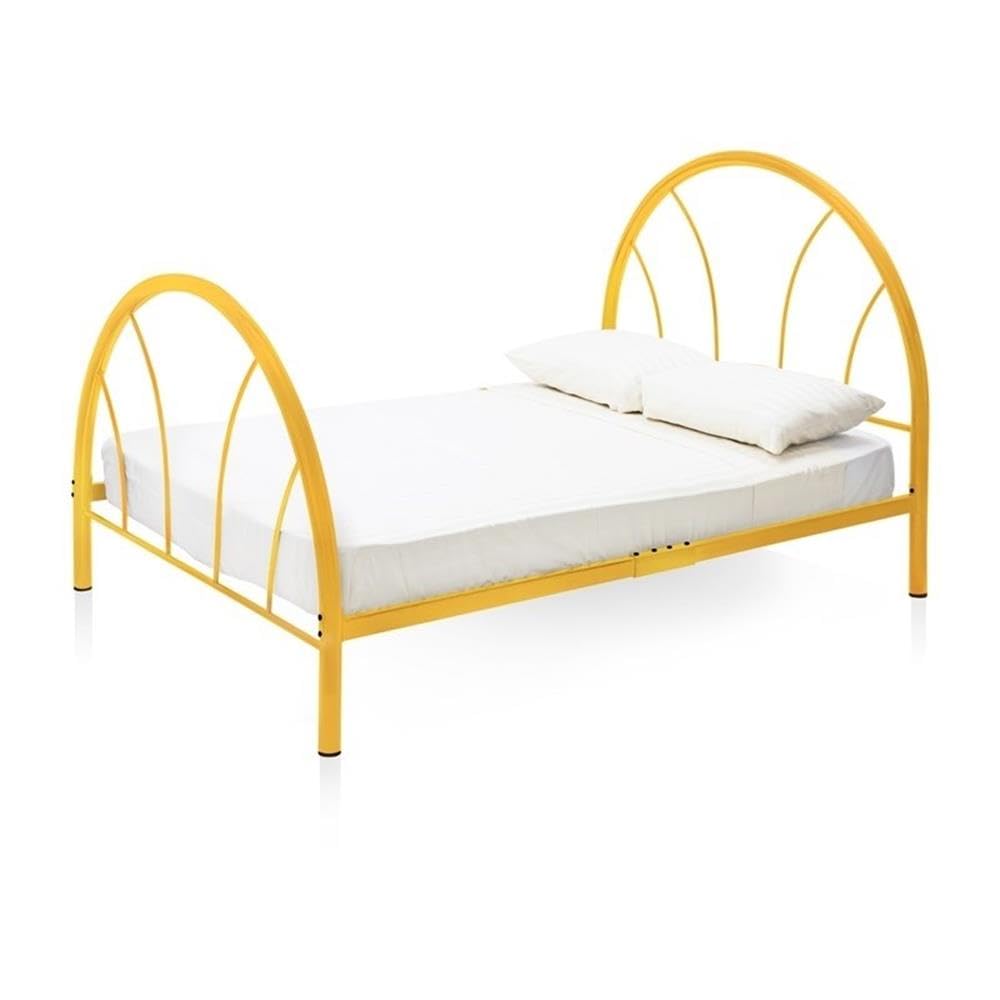 Roseberry Kids Modern Non-Recycled Steel Metal Platform Full Bed Frame - Orange Color Sturdy Durable Design for Children's Bedroom, Playroom or Guest Room