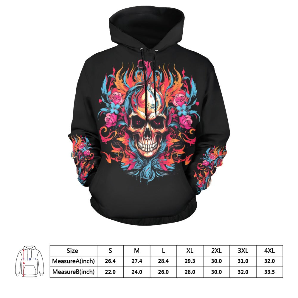 Color Explosion Skull Hoodie - Trendy Graphic Print Pullover for Men & Women | Perfect for Halloween, Streetwear & Casual Outfits