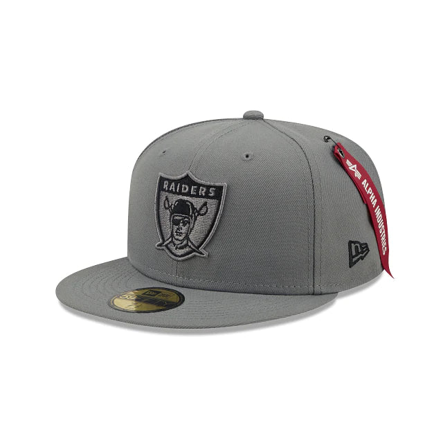 Las Vegas Raiders Grey 59FIFTY Fitted Hat for Men - Official NFL Snapback Cap for Football Fans & Game Day Outfits