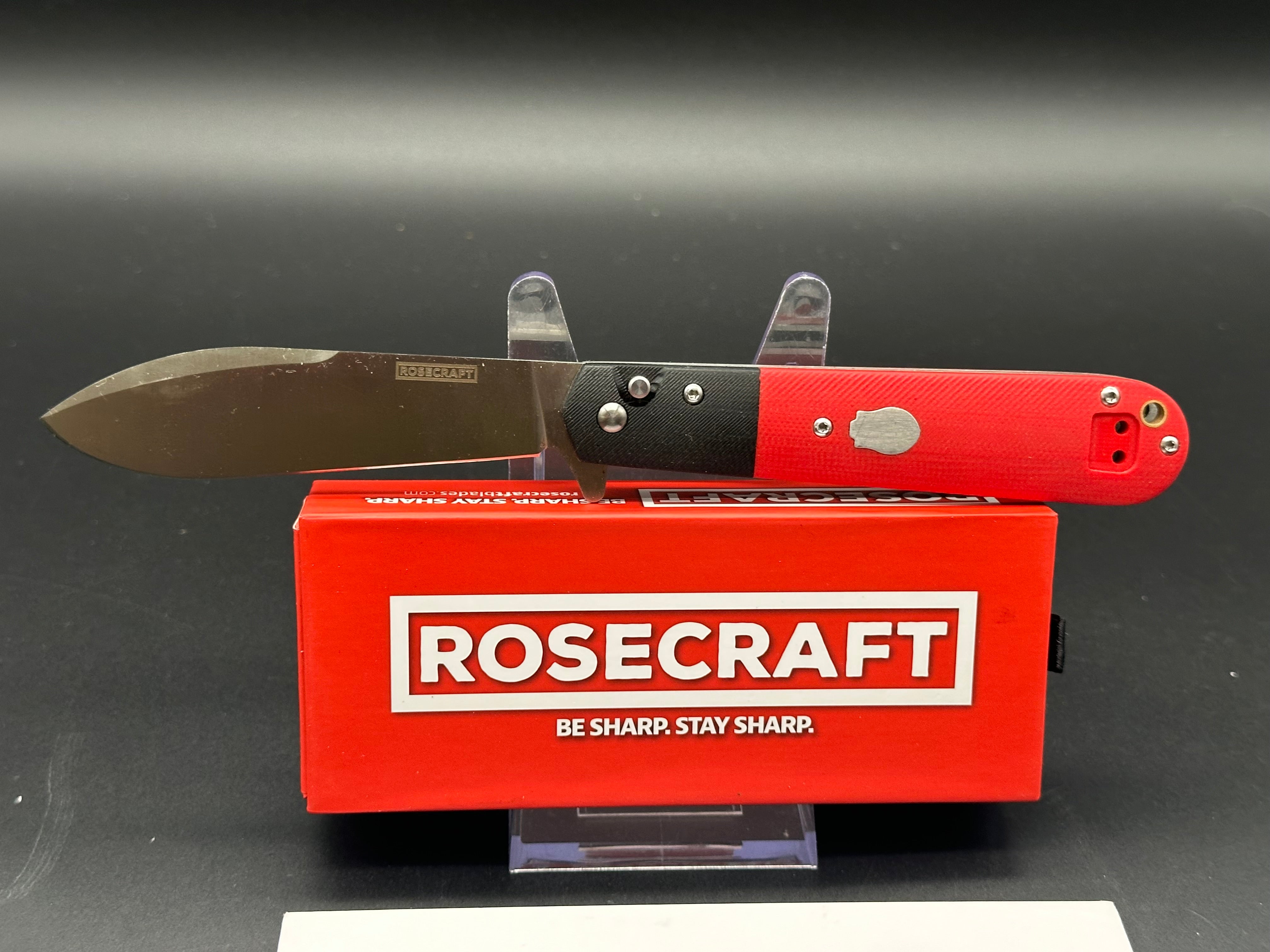 RoseCraft Blades Castorea Folding Knife - Black & Red Handle, RCM012 RB - Perfect for Camping, Hiking & Everyday Carry (EDC)
