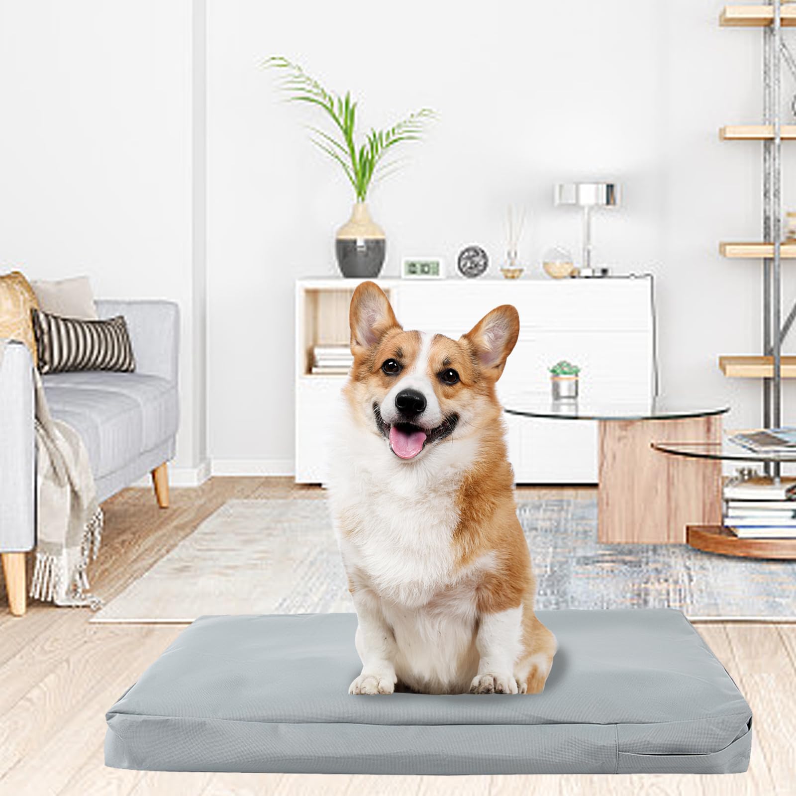 Waterproof Dog Bed Cover with Zipper - Washable Oxford Fabric Pet Crate Pad Replacement - Easy to Remove Hair Resistant - Gray #1 (40 x 27 x 4 Inches) - Perfect for Indoor Dog Crates, Kennels & Sofa Protection