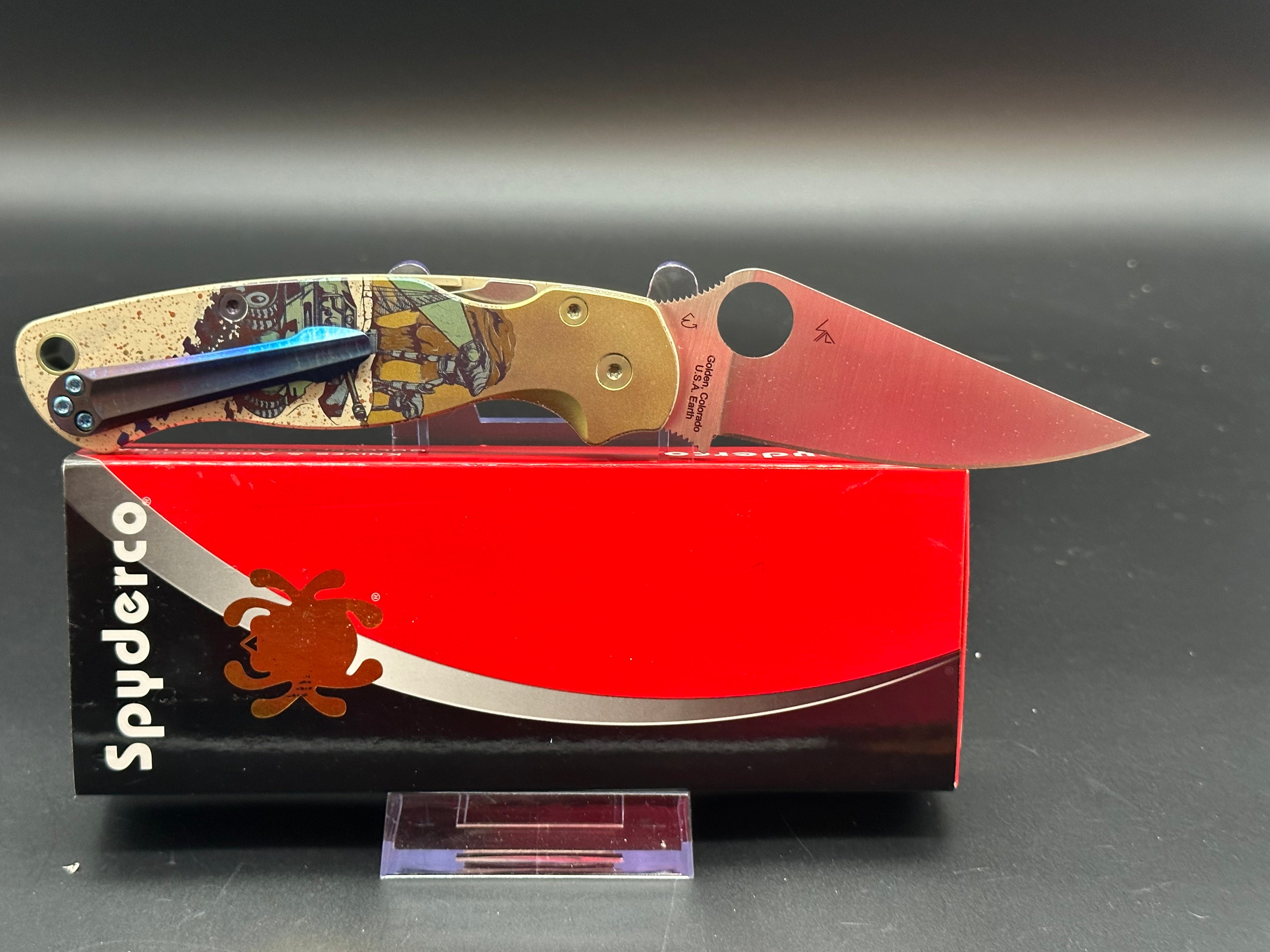 Spyderco Paramilitary 2 Folding Knife - Cerakote Blade & Custom Anodized Scales - EDC Tactical Knife for Outdoor Camping, Hiking, Survival Gear