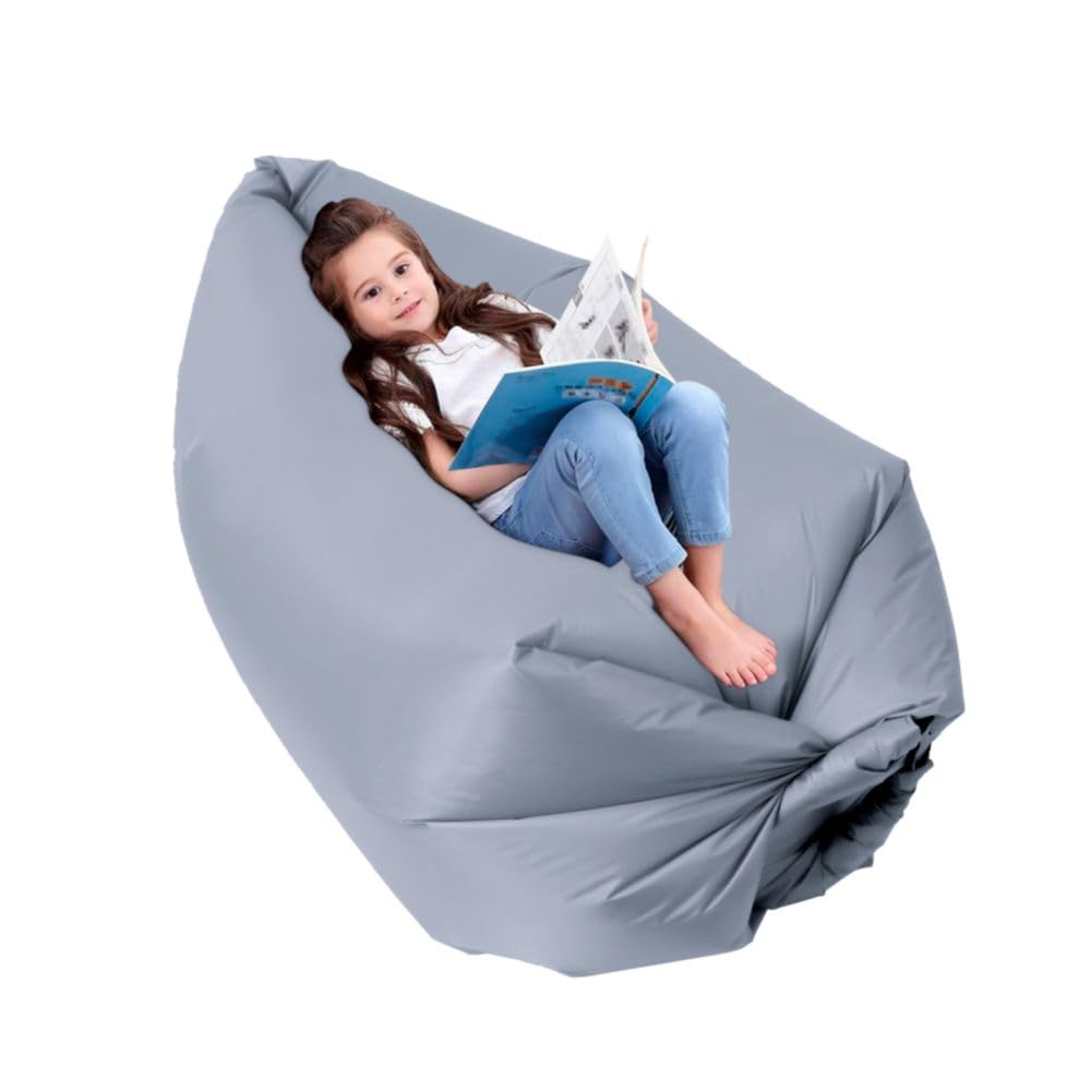 Kids Air Hammock Chillbean - Anti-Leak Inflatable Couch for Camping, Beach & Outdoor | Portable Air Sofa for Children & Teens | Perfect for Backyard, Poolside & Sleepovers (Blue)