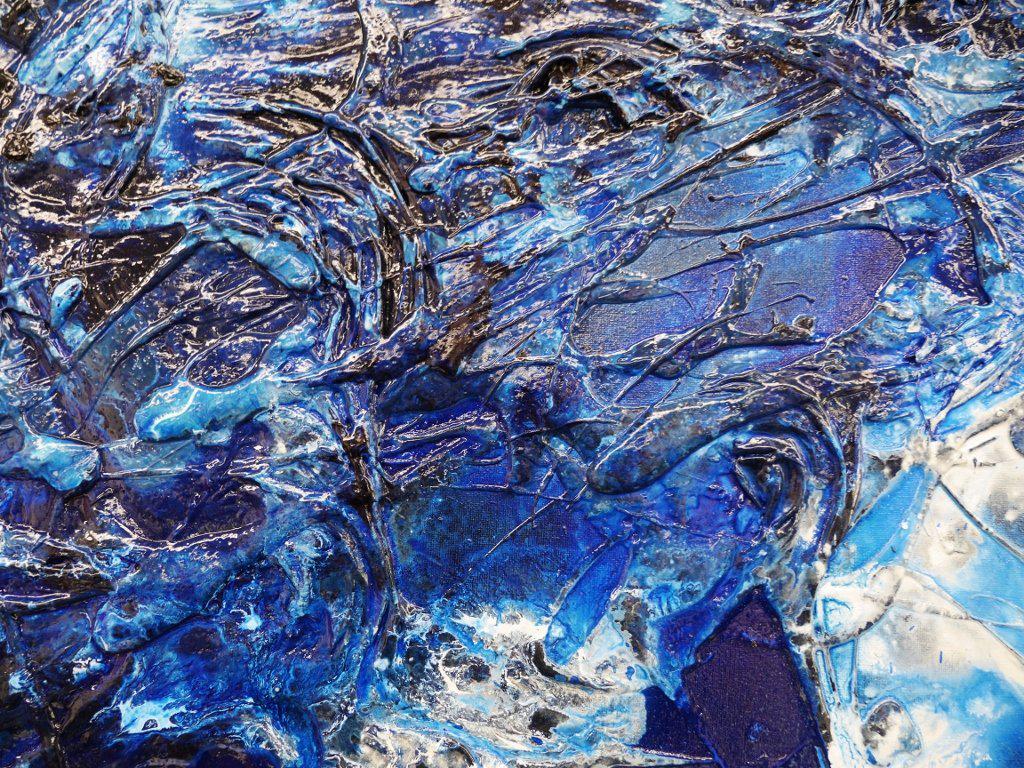 Blue Rhymes 240cm x 100cm Abstract Canvas Art - Modern Blue Wall Painting for Living Room, Bedroom & Office Decor