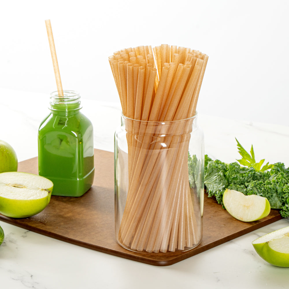 Eco-Friendly Compostable PLA Sugarcane Straws - 8 1/4