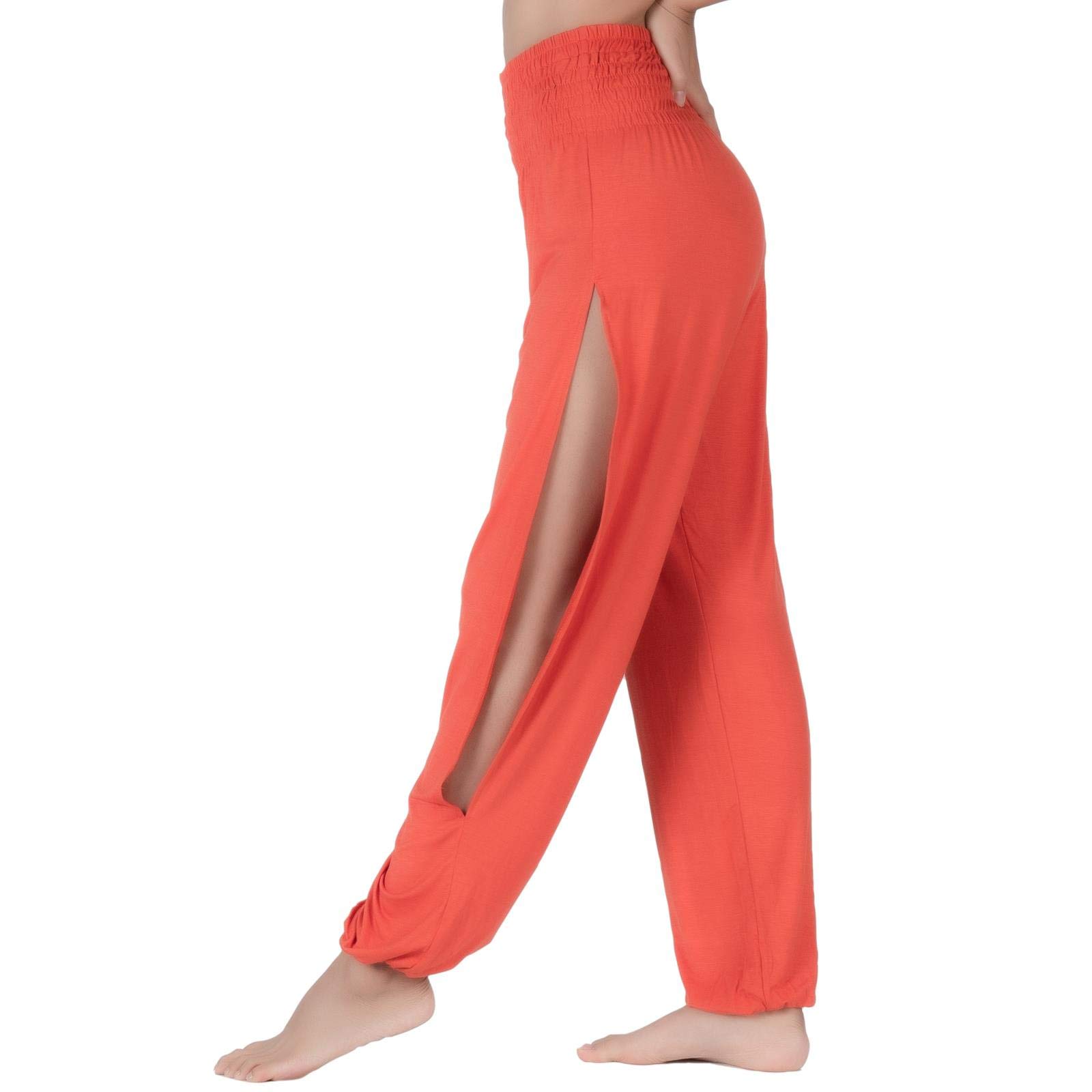 LOFBAZ Women's Yoga Harem Pants with Side Slits - Soft Lounge Pajama Sweatpants for Beach, Travel & Home Relaxation