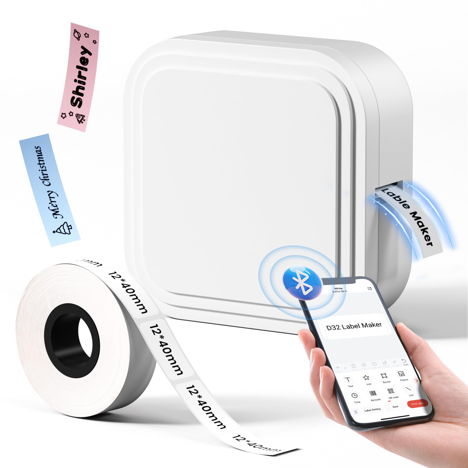 Portable Rechargeable Label Maker Machine with Multiple Templates & Inkless Printing - Mini Label Printer with Tape for Home, Office, School Organization - Perfect for Storage Labeling, File Sorting & Pantry Organization