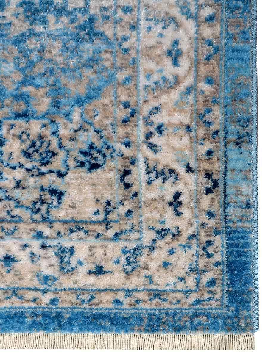 Machine Made Polyester Area Rugs 2'6''x9'10'' Runner - Blue Oriental Traditional Design Low Pile Carpet for Living Room, Bedroom, Hallway | Durable & Easy to Clean | Perfect for Home Decor, Entryway Runner, and Cozy Spaces (M00082)