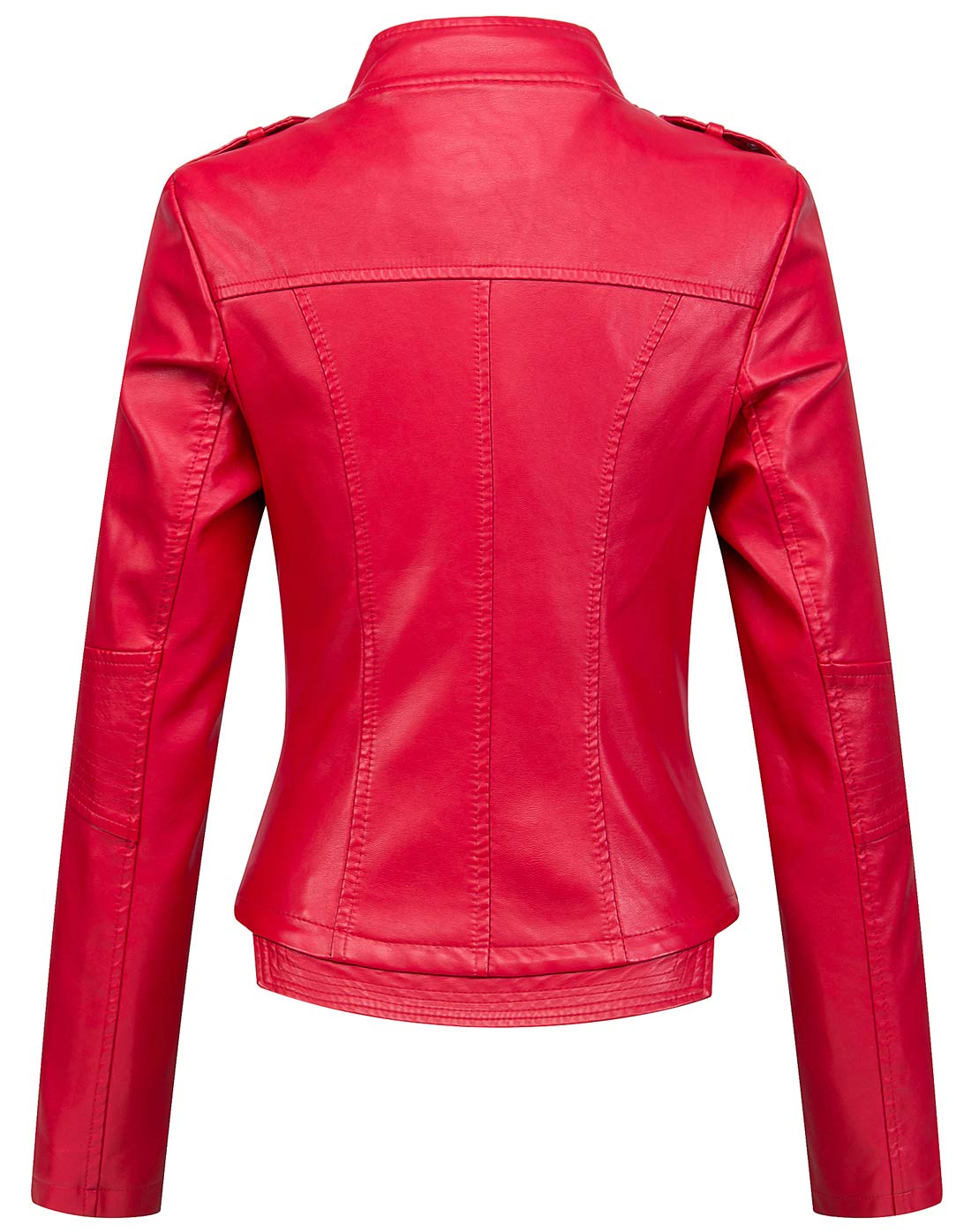 Women's Candy Color Asymmetric Zip Faux Leather Cropped Moto Jacket - Stylish Slim Fit Biker Jacket for Casual Outings & Night Out