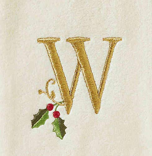 Personalized Monogram Hand Towel Set - 2-Piece Embroidered Cotton Towels with Letter W - Perfect for Bathroom, Kitchen & Guest House Decor