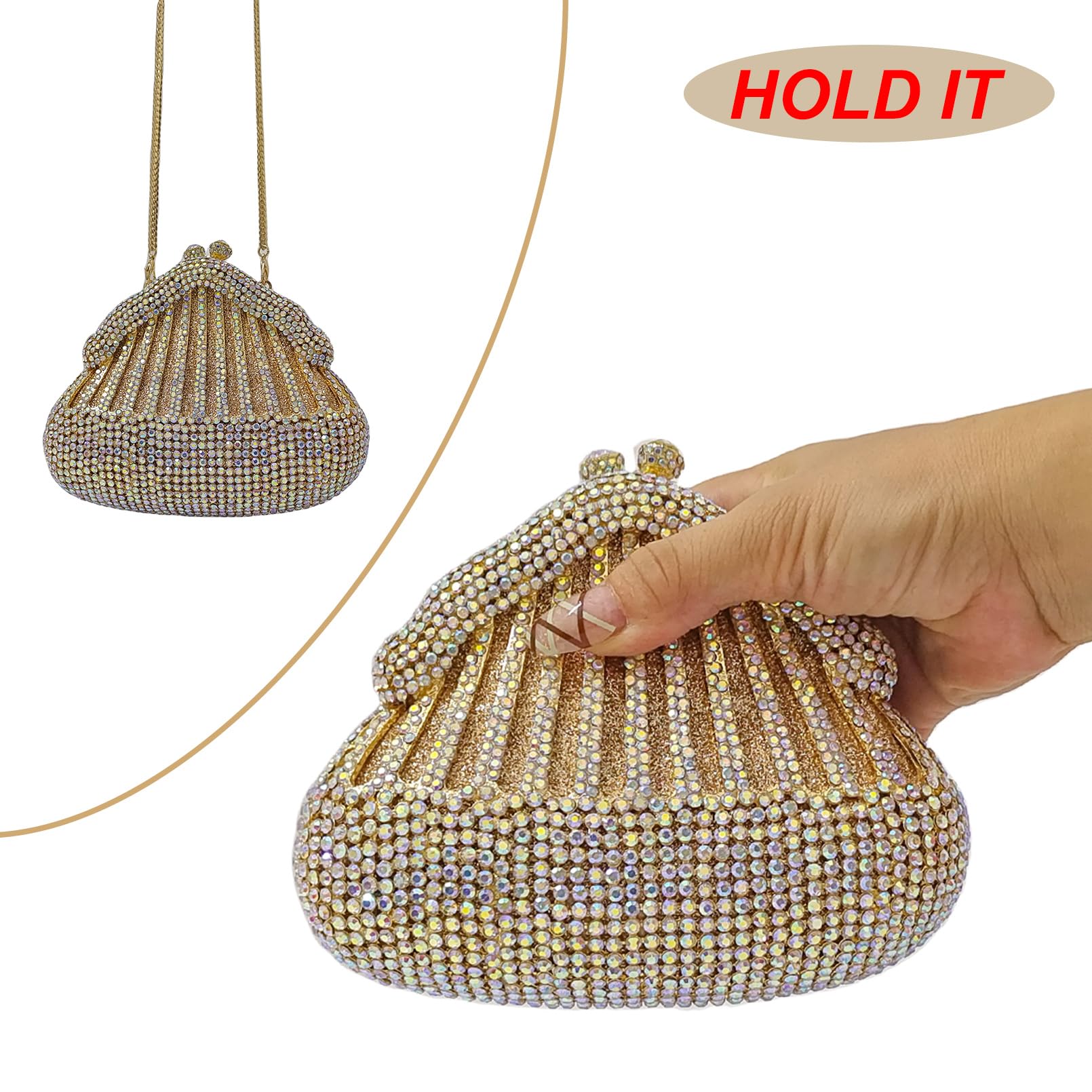 Sparkling Rhinestone Evening Clutch Purse for Women - Crystal Wedding Party Prom Handbag with Coin Wallet | Elegant Accessory for Brides, Prom, Gala & Special Events