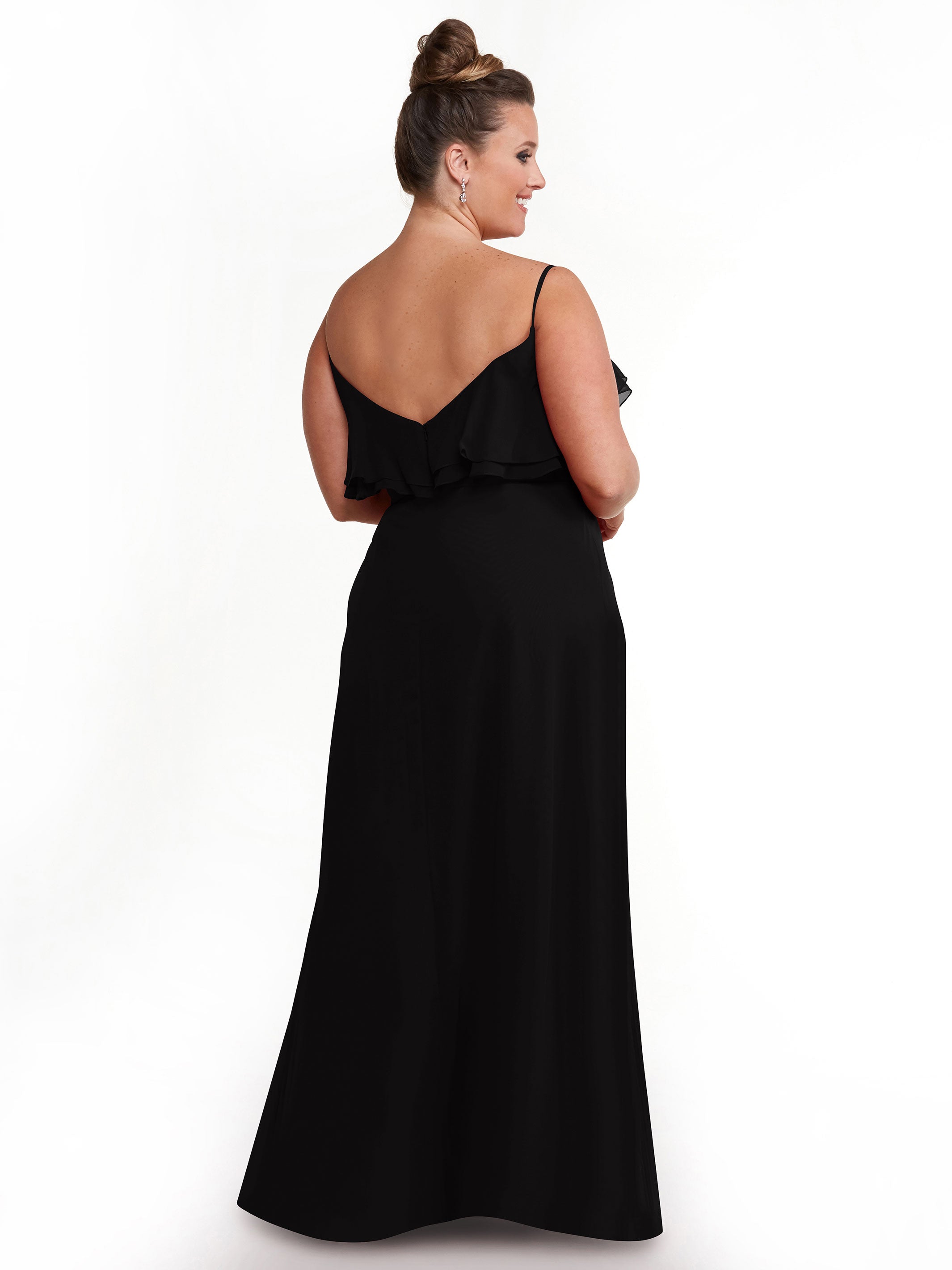 Elegant Ruffled Neckline Chiffon Bridesmaid Dress - Perfect for Weddings, Formal Events & Special Occasions