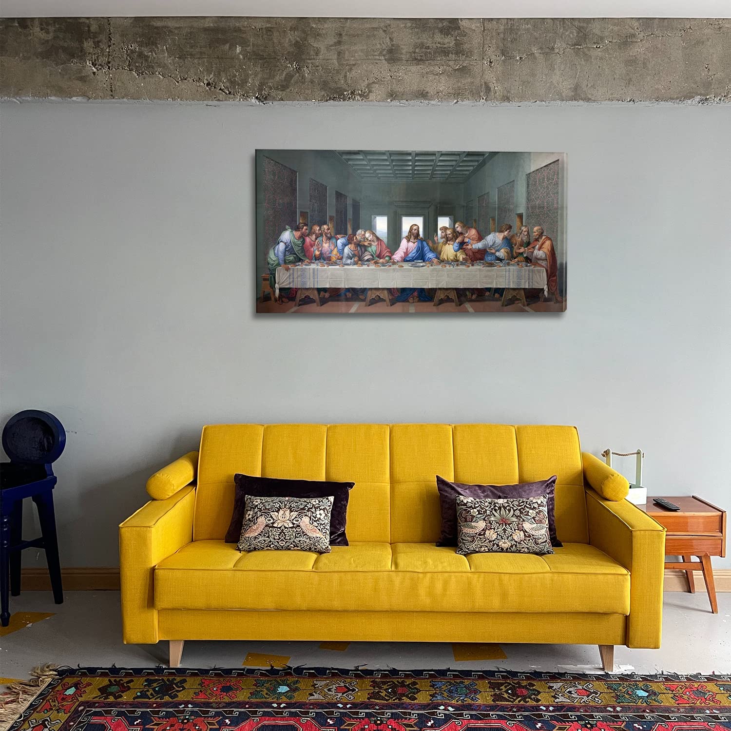 Jesus Christ Canvas Wall Art - The Last Supper by Leonardo Da Vinci, Famous Religious Painting Reproduction, Large Stretched Canvas for Dining Room, Kitchen & Living Room Decor - Perfect for Home, Church and Office Wall Decor