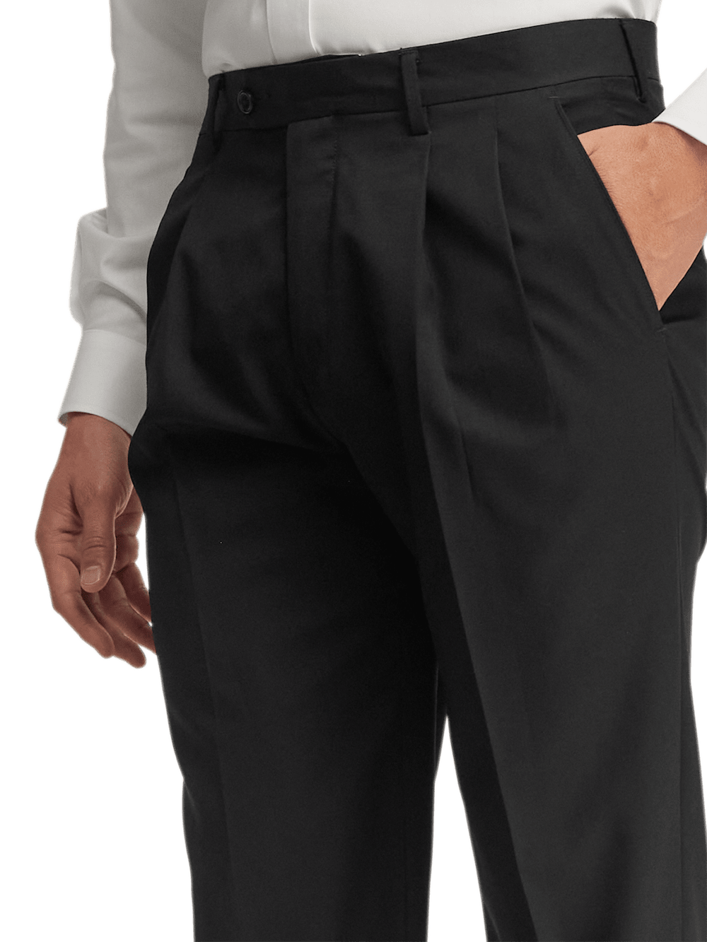 Premium Wool Gabardine Dress Pants for Men - Classic Black Formal Trousers for Office, Business & Wedding Occasions