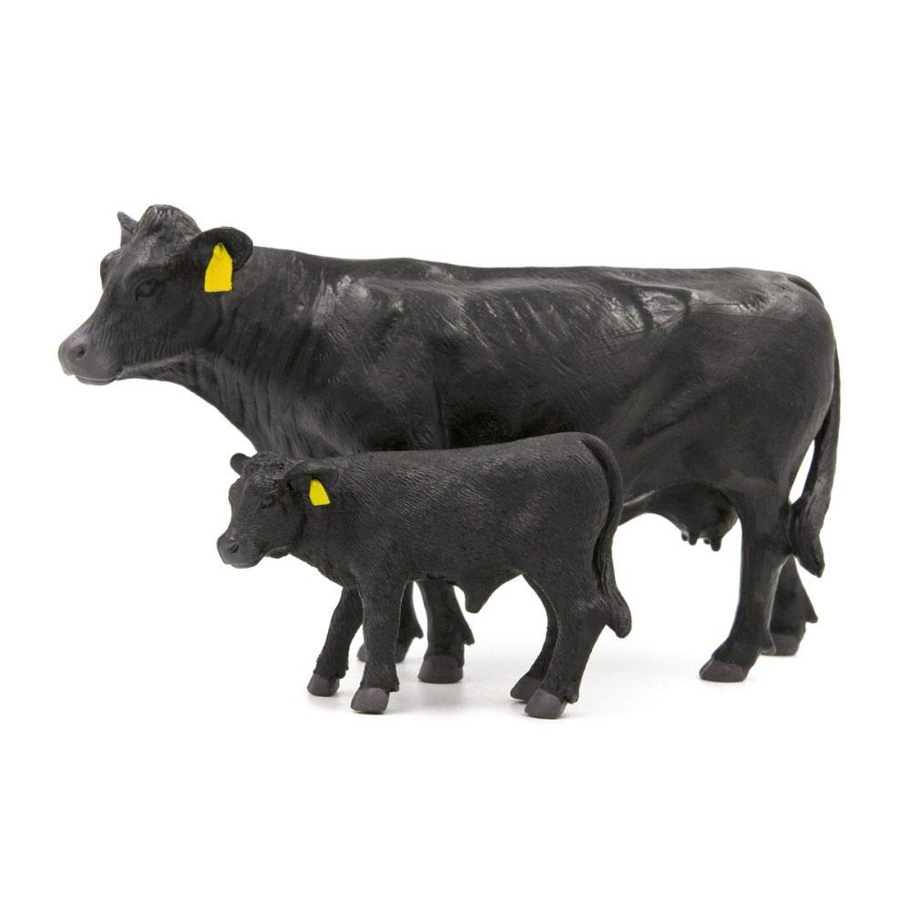 Birsppy Little Busters 1/16 Scale Black Angus Cow and Calf Pair - Realistic Farm Animal Toy Set for Kids, Collectors & Farmhouse Decor - Perfect for Playtime, Educational Learning & Country Themed Displays