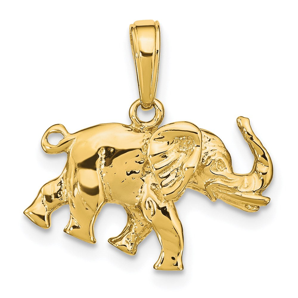 3D Gold Polished Elephant Pendant Necklace - Model C2365 | Elegant Jewelry Gift for Women, Perfect for Parties & Special Occasions