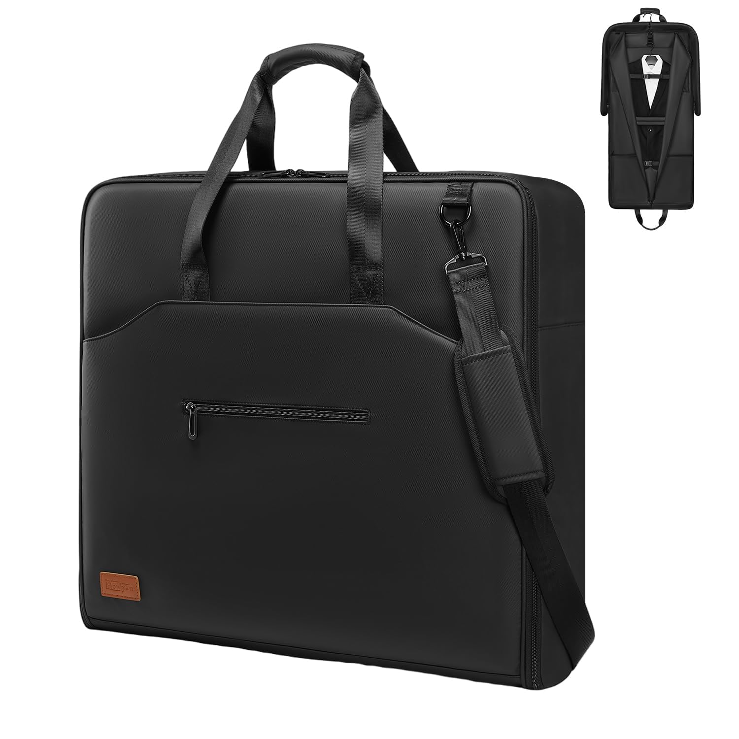 Moulyan Waterproof Travel Garment Bag for Hanging Clothes - Carry On Suit Bag with Adjustable Straps for Men & Women (Black) - Perfect for Business Trips, Weddings & Airplane Travel