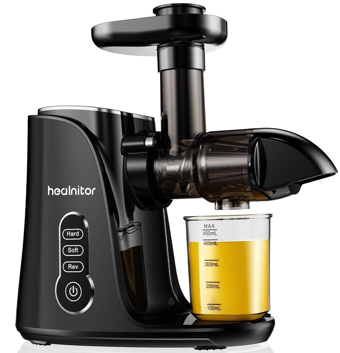 Healnitor Cold Press Slow Juicer - Triple Mode Masticating Juicer with Touch LED Display for Fruits & Vegetables | Quiet Motor, Easy to Clean Brush & 500ML Travel Bottle | Perfect for Healthy Juicing at Home, Office or Travel | Black