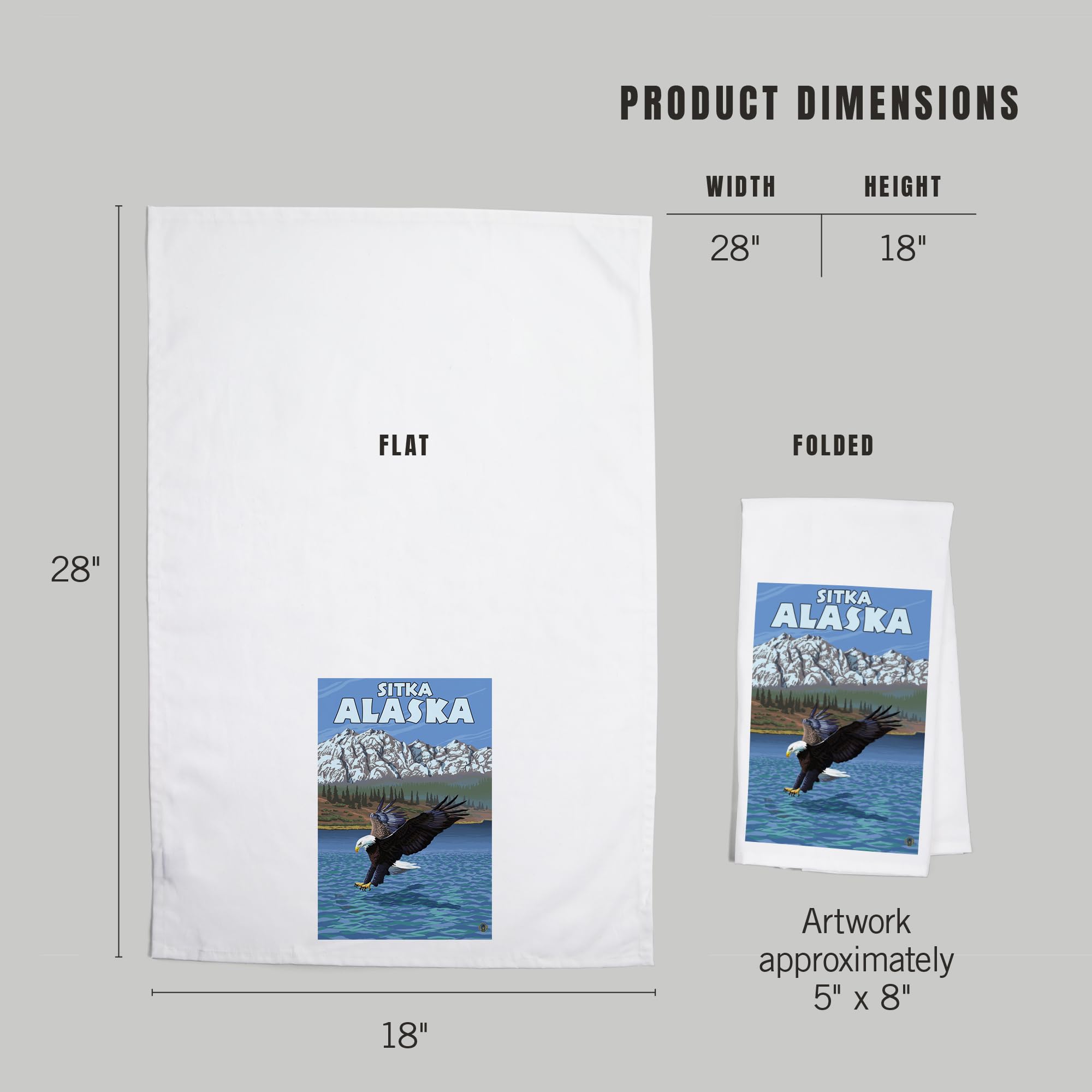 **Lantern Press Sitka Alaska Bad Eagle Diving Tea Towel - 100% Cotton Decorative Hand Towel for Kitchen, Home & Gifts - Perfect for Dish Drying, Decor, and Hostess Gifts**