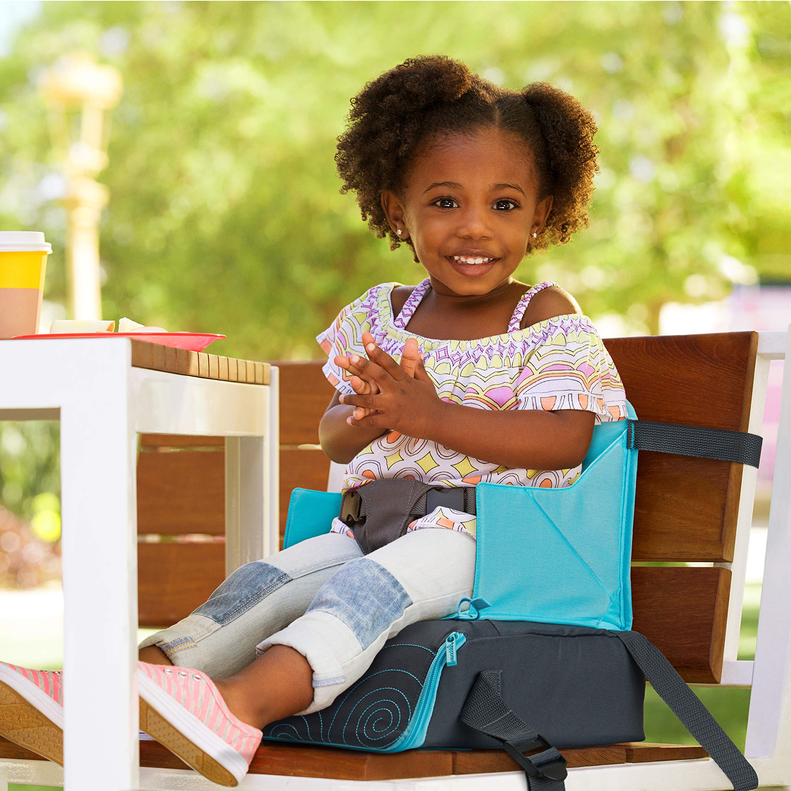 Munchkin Baby Booster Seat - Portable Travel High Chair for Toddlers & Infants | Ergonomic Baby Feeding Chair with Soft Tip Spoons Set | Ideal for Dining, Travel & Weaning
