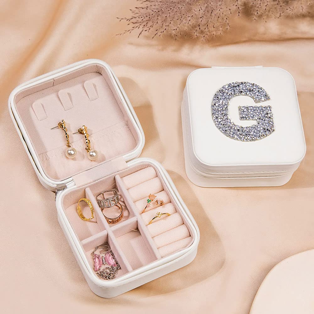 Personalized Monogram Jewelry Box for Women - Custom Initial Letter Jewelry Organizer with Multiple Layers for Earrings, Rings & Necklaces - Perfect Wedding, Engagement, Birthday Gift - Great for Travel, Home Storage & Special Occasions