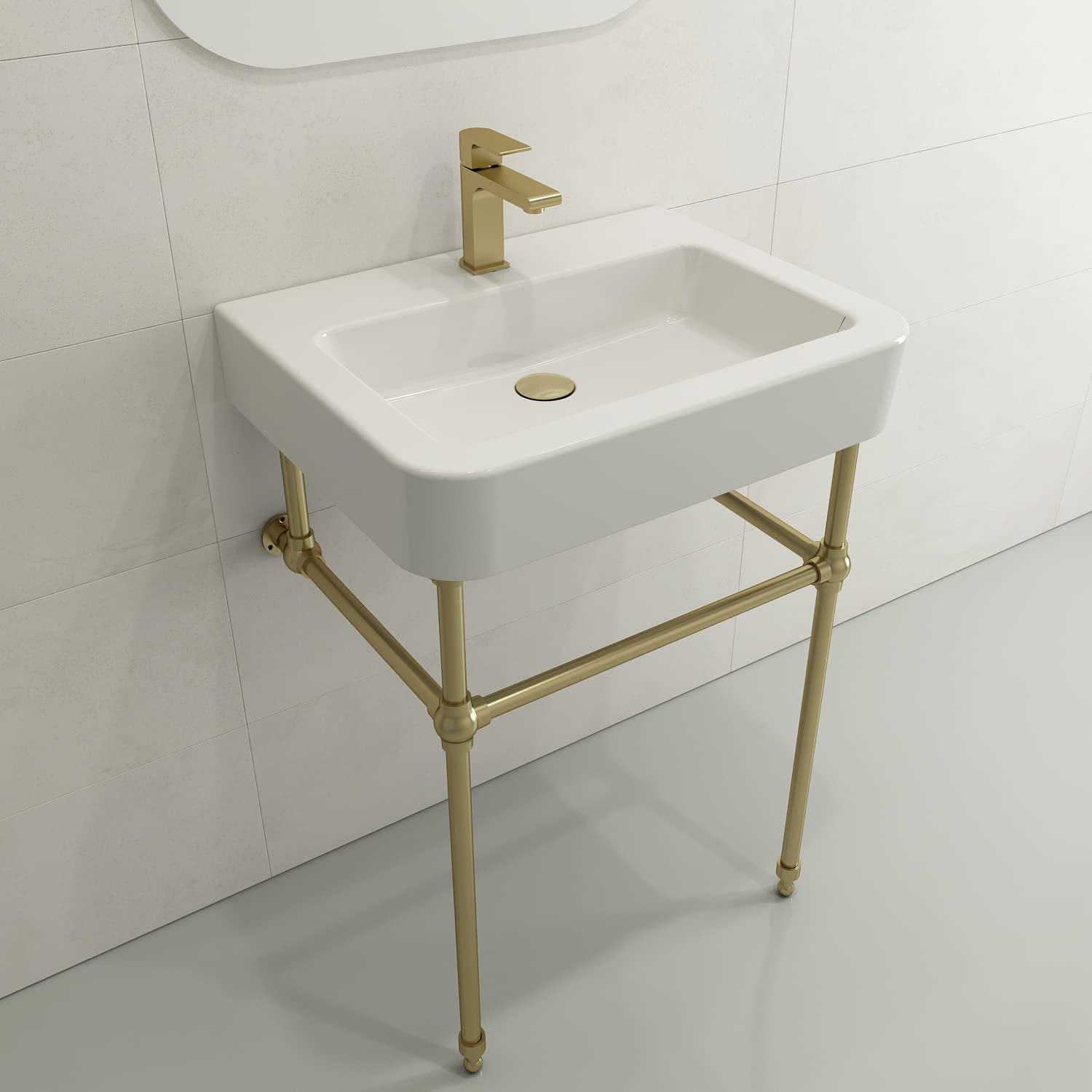 BOCCHI Metal Console Leg Set in Matte Gold - Sturdy Furniture Legs for Sofa, Table, Desk, and Cabinet - Perfect for Living Room, Bedroom, and Office Decor