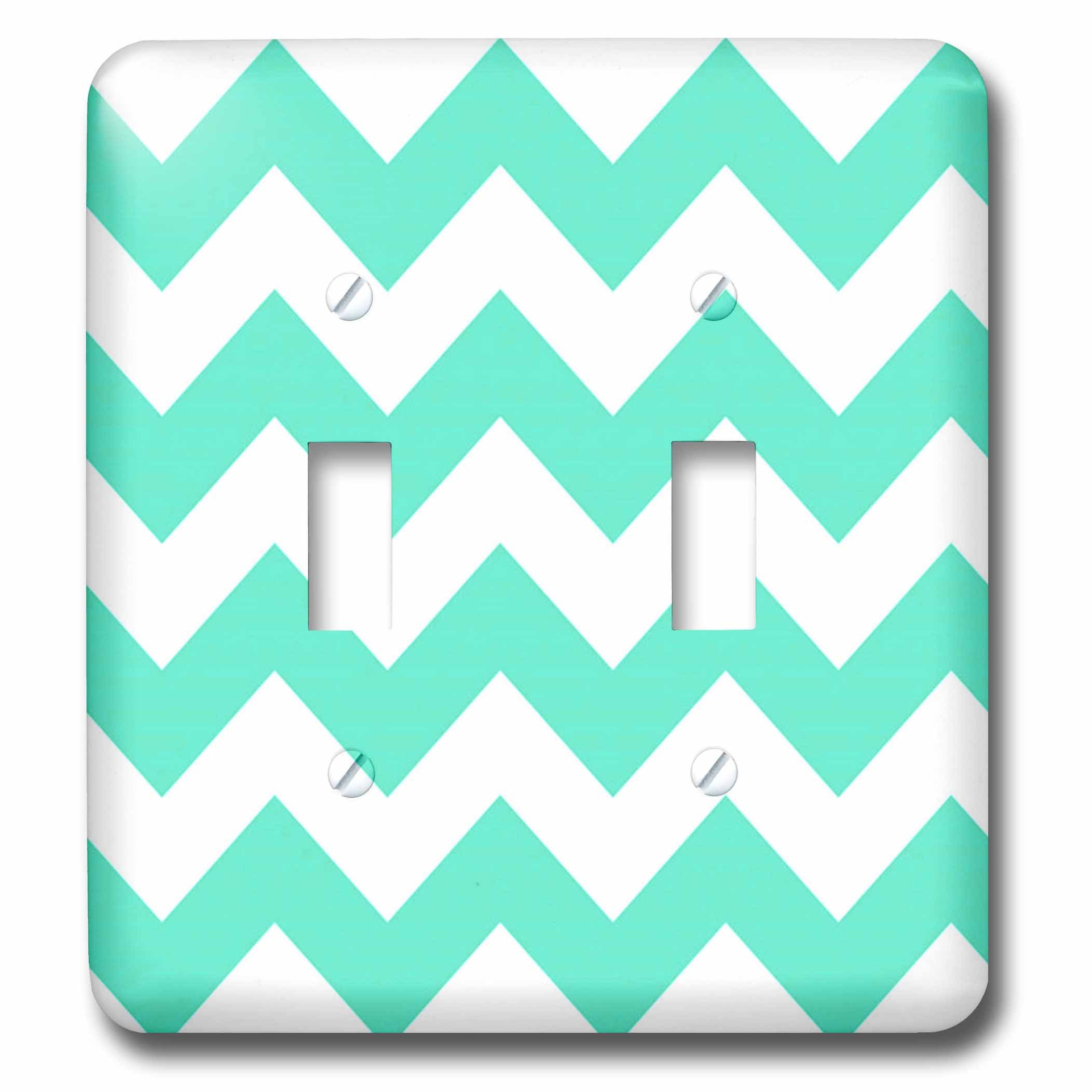 3D Rose Mint & White Chevron Pattern Toggle Switch - Colorful Decorative Light Switch Cover for Home, Kitchen, Bedroom, and Office Decor