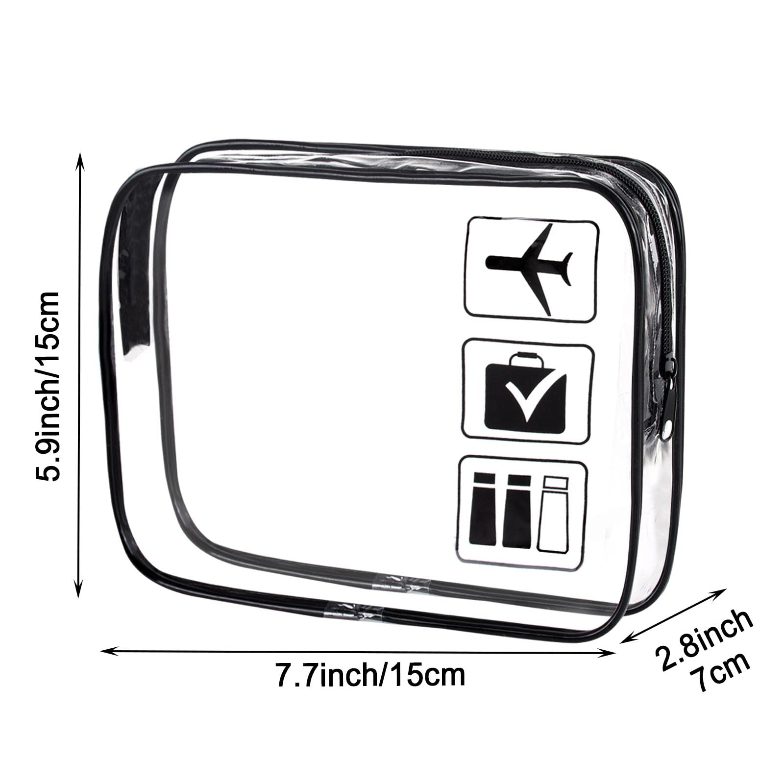 GWAWG 3-Piece Clear TSA Approved Travel Toiletry Bags with Zippers - Waterproof Quart Size Cosmetic Pouch for Men & Women - Perfect for Airplane Carry-On, Gym, Camping & Vacation Essentials