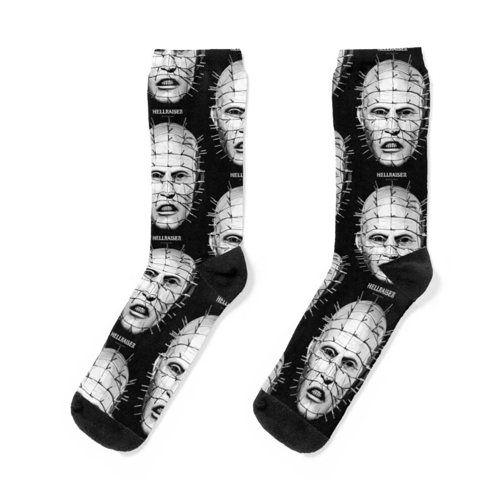Men's & Women's Hellraiser Pinhead Crew Socks - Horror Movie Themed Gifts for Halloween, Birthday, Christmas, Father's Day - Perfect for Cosplay, Horror Fans & Everyday Wear
