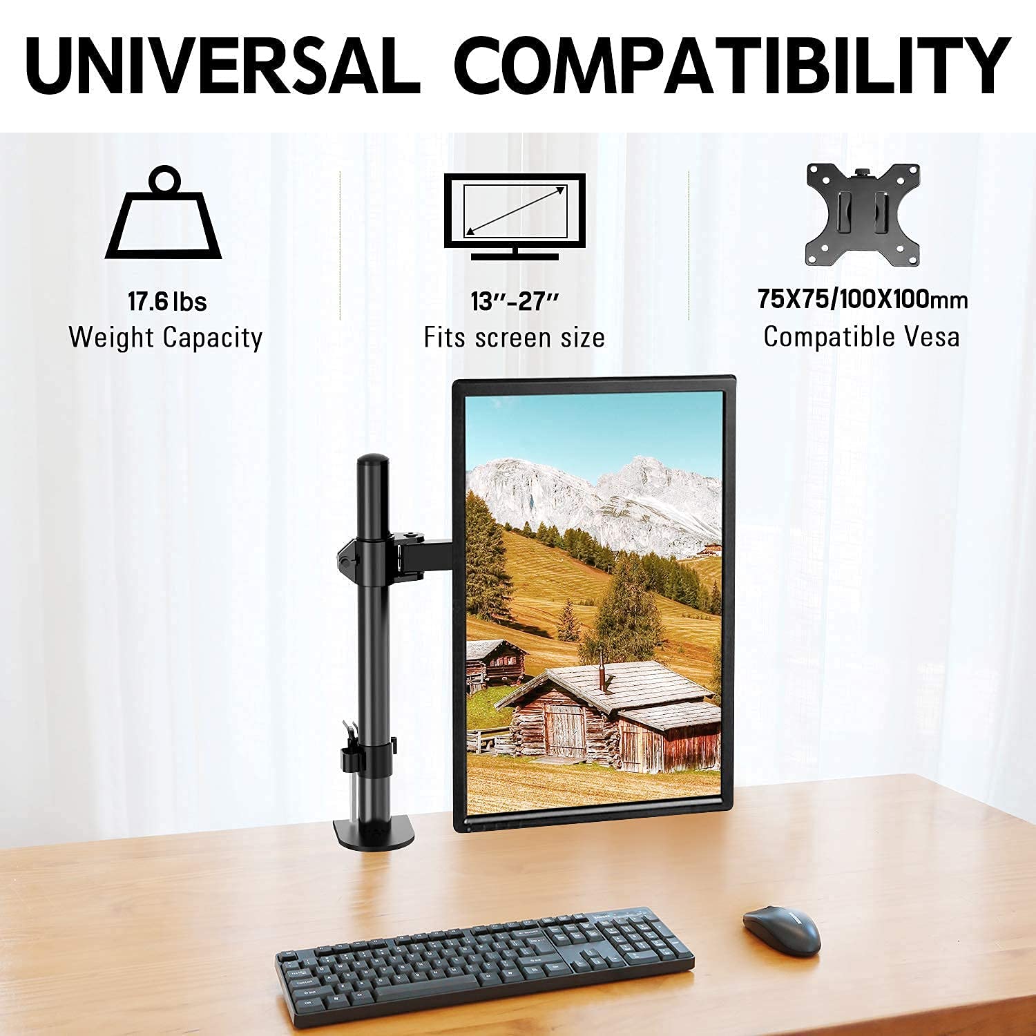 MOUNTUP Single & Dual Monitor Desk Mount Stand Bundle - Adjustable VESA Mount for Home Office & Gaming Setup
