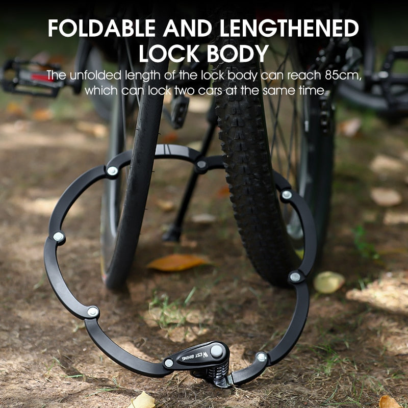 Foldable Bike Lock - Heavy Duty Combination Lock for MTB, Road Bikes, E-Bikes & Scooters | Anti-Theft Security | Portable Cycling Accessories | Perfect for Commuting, Travel & Outdoor Adventures