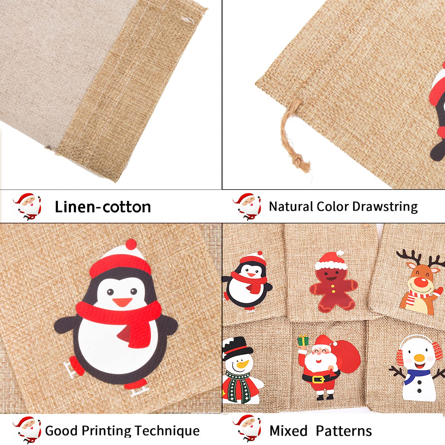 36Pcs Christmas Jute Burlap Drawstring Gift Bags - 10x15cm Small Kraft Favor Pouches for Holiday Party Favors, Wedding Decorations & DIY Crafts - Perfect for Xmas Gifts, Candy Bags and Party Supplies