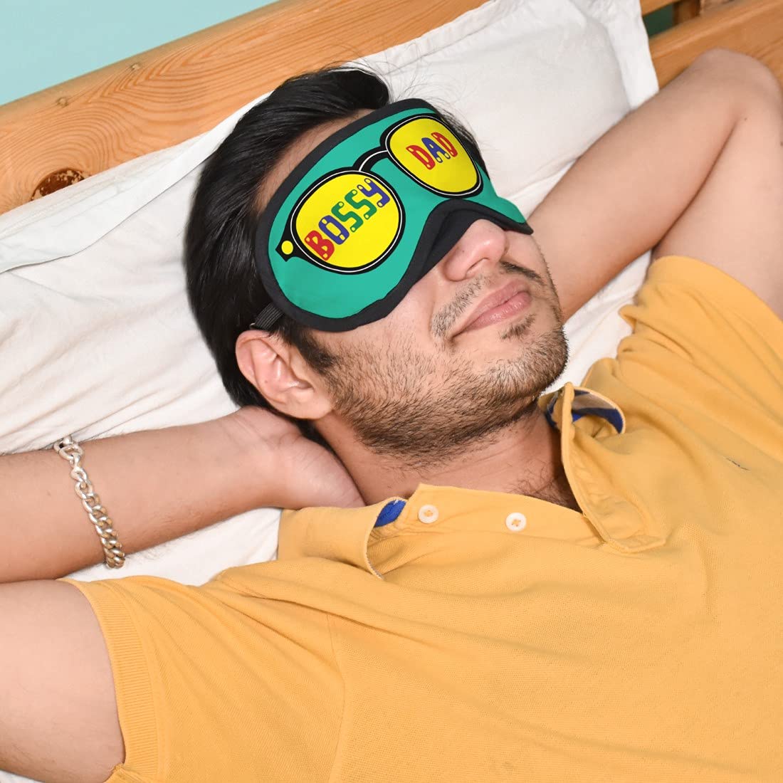 Indigifts Sleep Eye Mask for Dad - 7.8X3.3 Inches Comfortable Blindfold - Perfect Birthday Gift for Father, Papa, Grandfather - White | Relaxation, Travel & Stress Relief