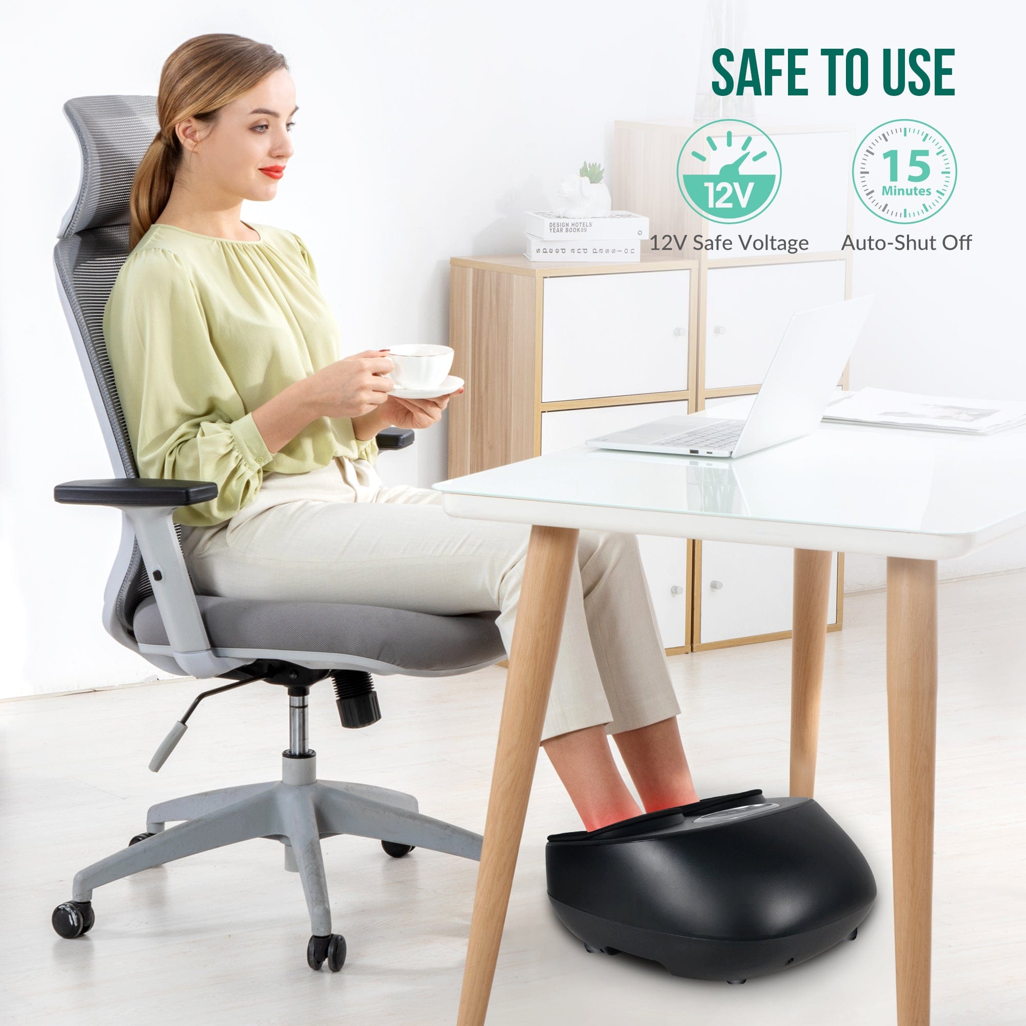 Snailax Electric Shiatsu Foot Massager with Heat - Kneading, Vibration & Compression Therapy for Pain Relief, Remote Control, Fits Up to Size 13 - Perfect for Home, Office & Post-Workout Recovery