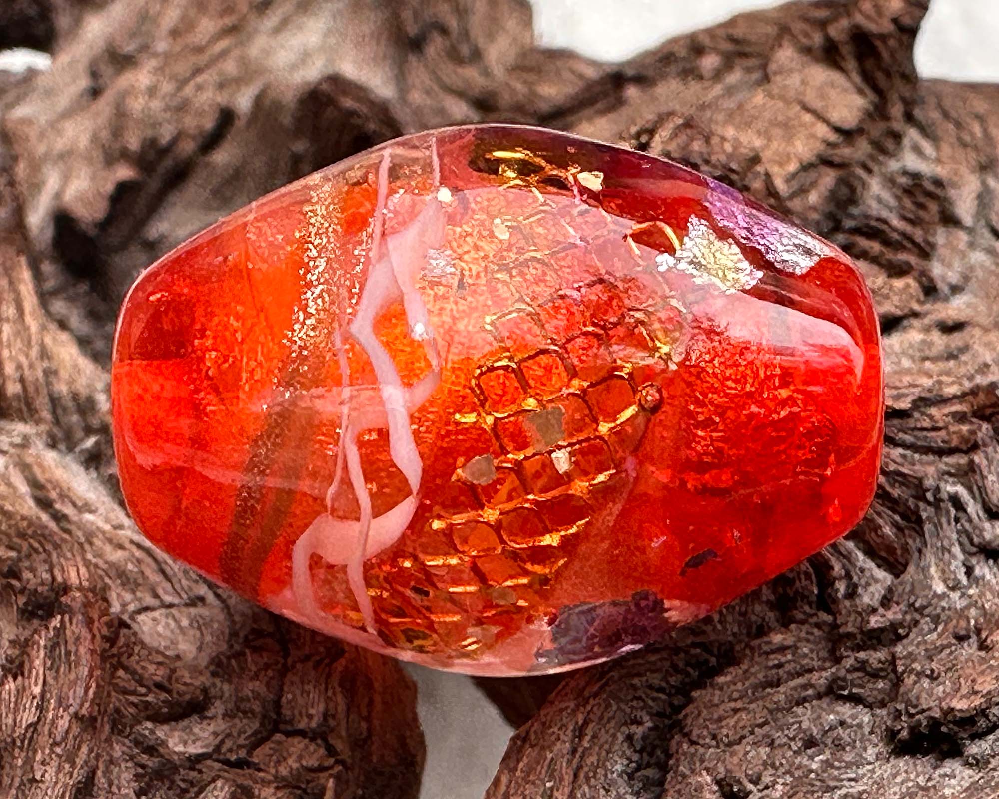 Handmade Orange Treasure Lampwork Glass Focal Bead for Jewelry Making - Perfect for Necklaces, Bracelets & DIY Craft Projects