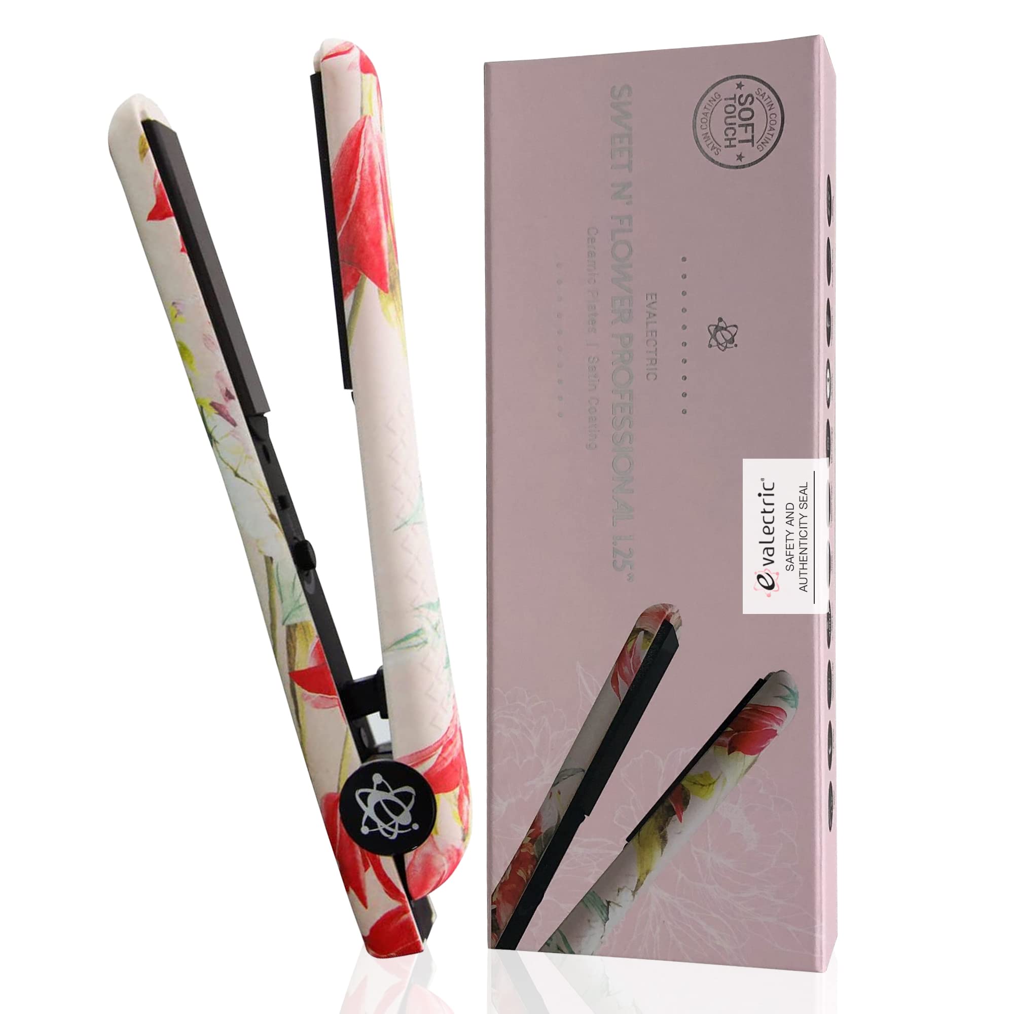 Sweet N Flower 1.25 Inch Flat Iron Hair Straightener - Professional Ceramic Plates for Smooth & Shiny Hair - Perfect for Home Use, Travel, and Salon Styling