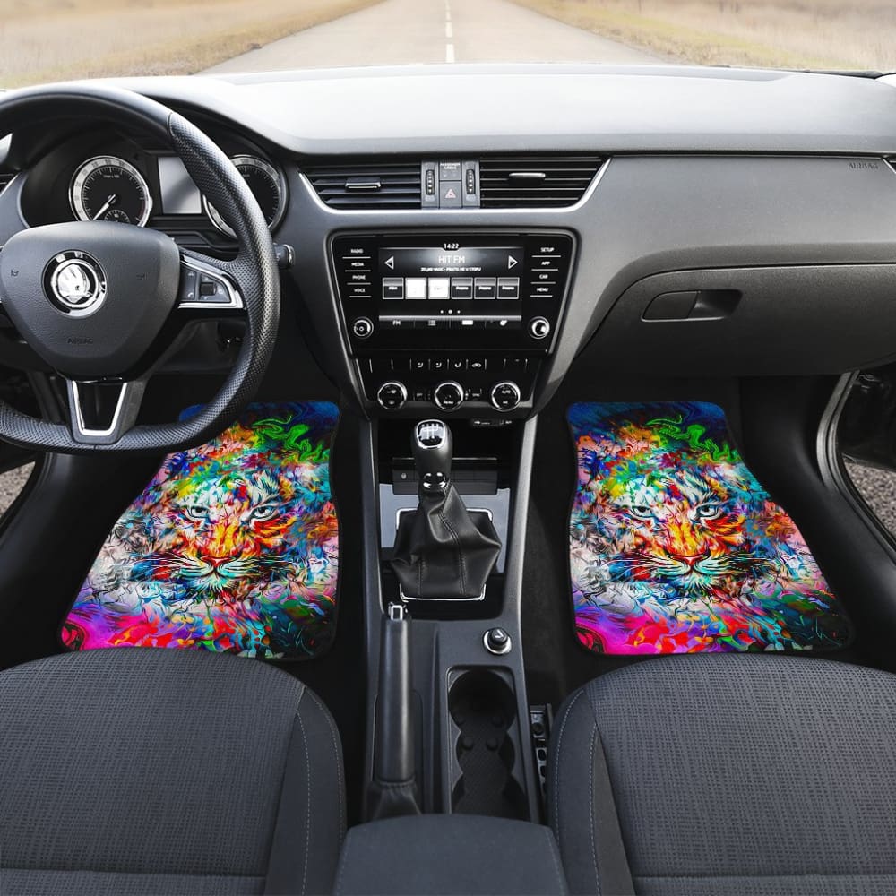 Premium Wild Colorful Tiger Print Car Floor Mats - Non-Slip, Durable & Easy to Clean - Perfect for SUVs, Trucks & Sedans - Adds Stylish Protection to Your Vehicle Interior