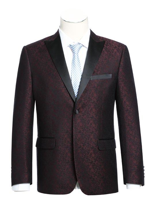 Alessandro Vitello by Renoir Burgundy Slim Fit Tuxedo Blazer 290 5 - Elegant Men's Formal Jacket for Weddings, Prom & Special Occasions