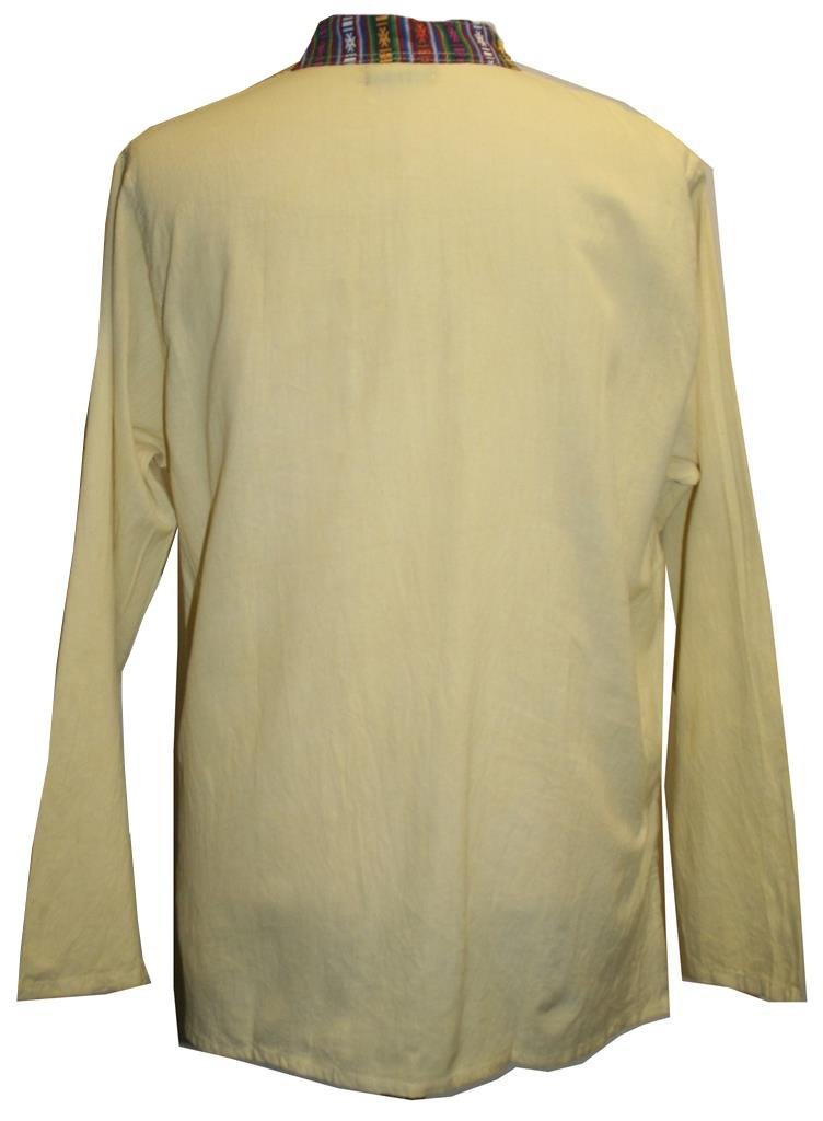 Agan Traders 2025 Spring Men's Patchwork Boho Cotton Henley Shirt - Granddad Collar Lightweight Short Kurta for Men | Casual Wear, Street Style, Festival Outfit, Summer Vacation Fashion