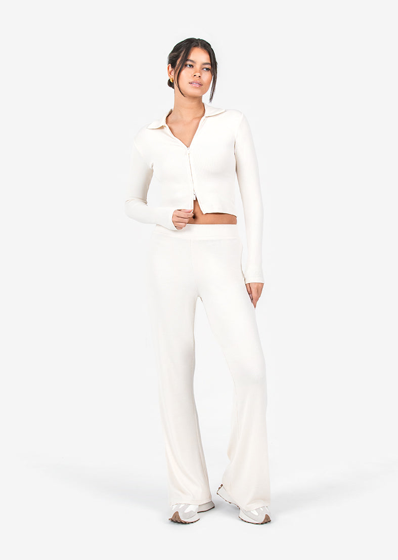 Airjet Rib Zip Through Eggnog Sweater - Cozy Winter Pullover for Women | Perfect for Holiday Parties & Casual Outings