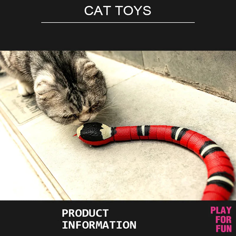 Smart Sensing USB Rechargeable Cat Toy - Interactive Snake Teaser for Indoor Cats, Fun Exercise & Playtime for Kittens & Adult Cats - Perfect for Boredom Relief & Bonding