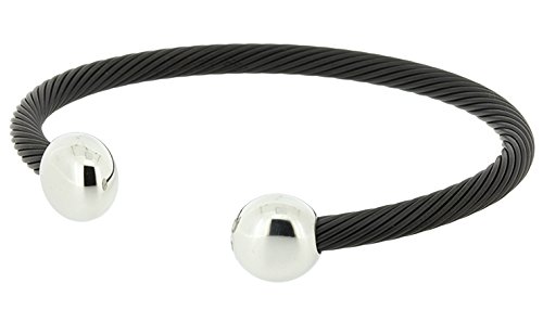 QRAY Black & White Deluxe Stainless Steel Golf Bracelet for Men & Women - C-Shaped Magnetic Therapy Wellness Jewelry for Sports, Fitness & Everyday Wear