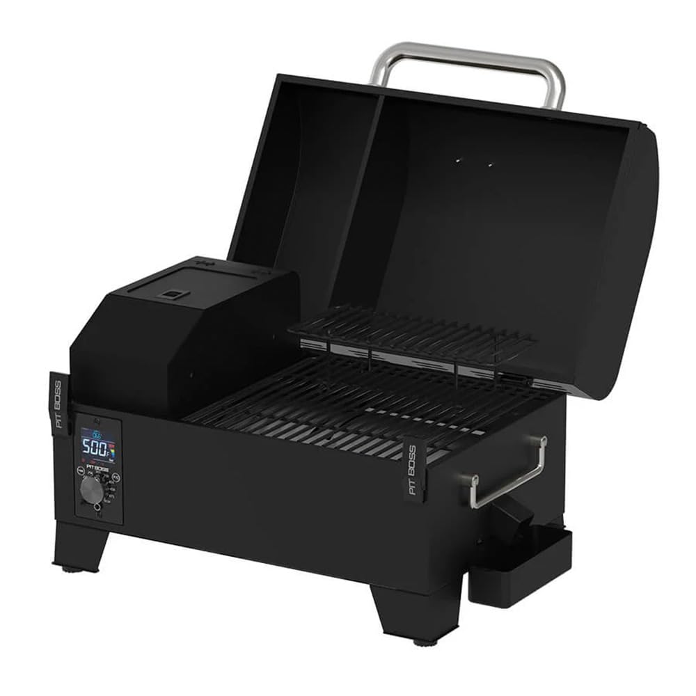 Pit Boss PB150PPG Matte Black Table Top Pellet Grill - Portable Outdoor BBQ Smoker for Camping, Tailgating & Backyard Cooking