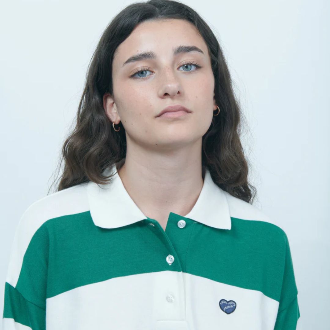 Patch Coeur ML Laupetre Polo T-Shirt for Men - Off White Jalapeno Color - Casual & Business Wear - Perfect for Office, Golf, and Everyday Outfits