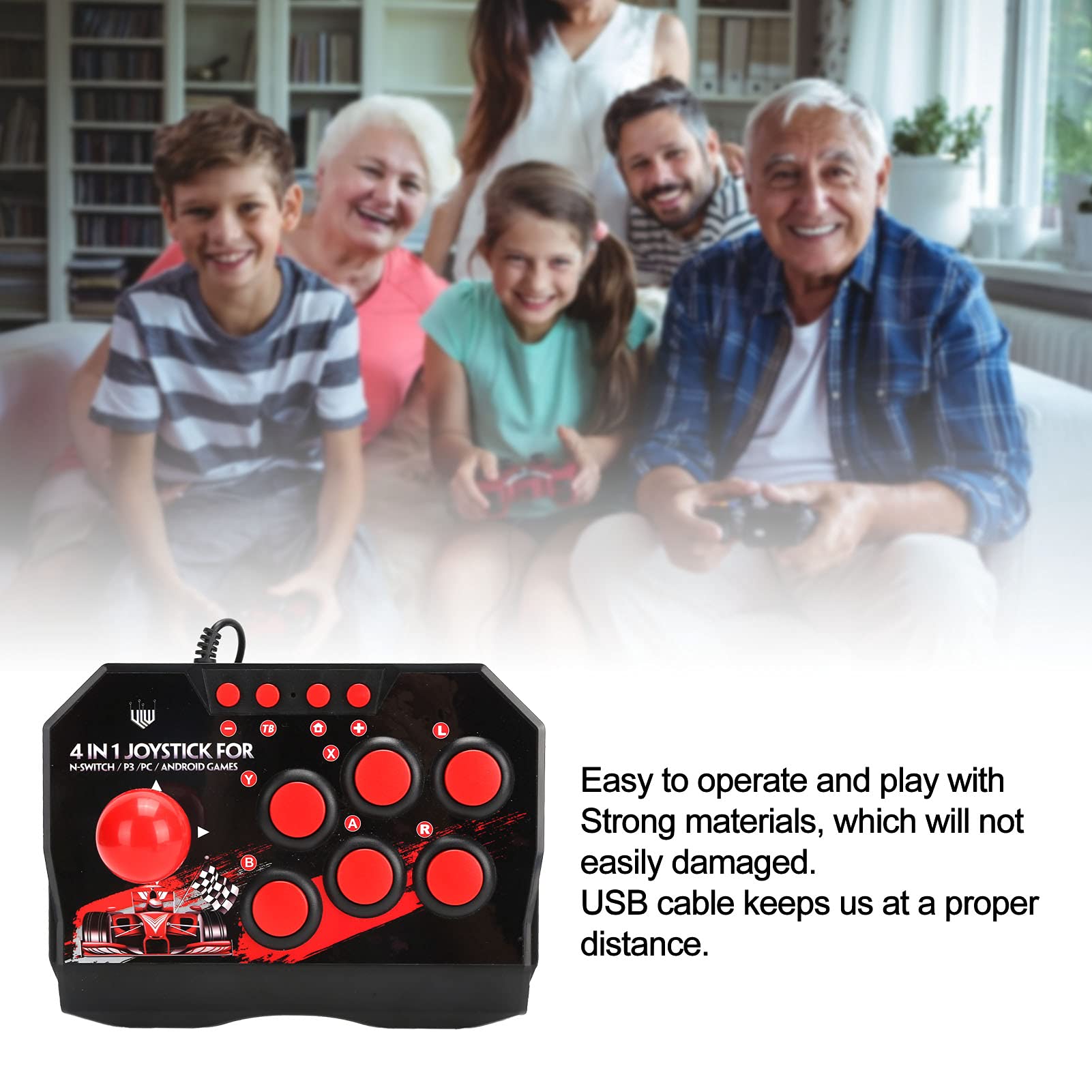 Leapiture Arcade Fight Stick for Switch/PC/PS3 - Wired Gaming Controller for Arcade Style Play