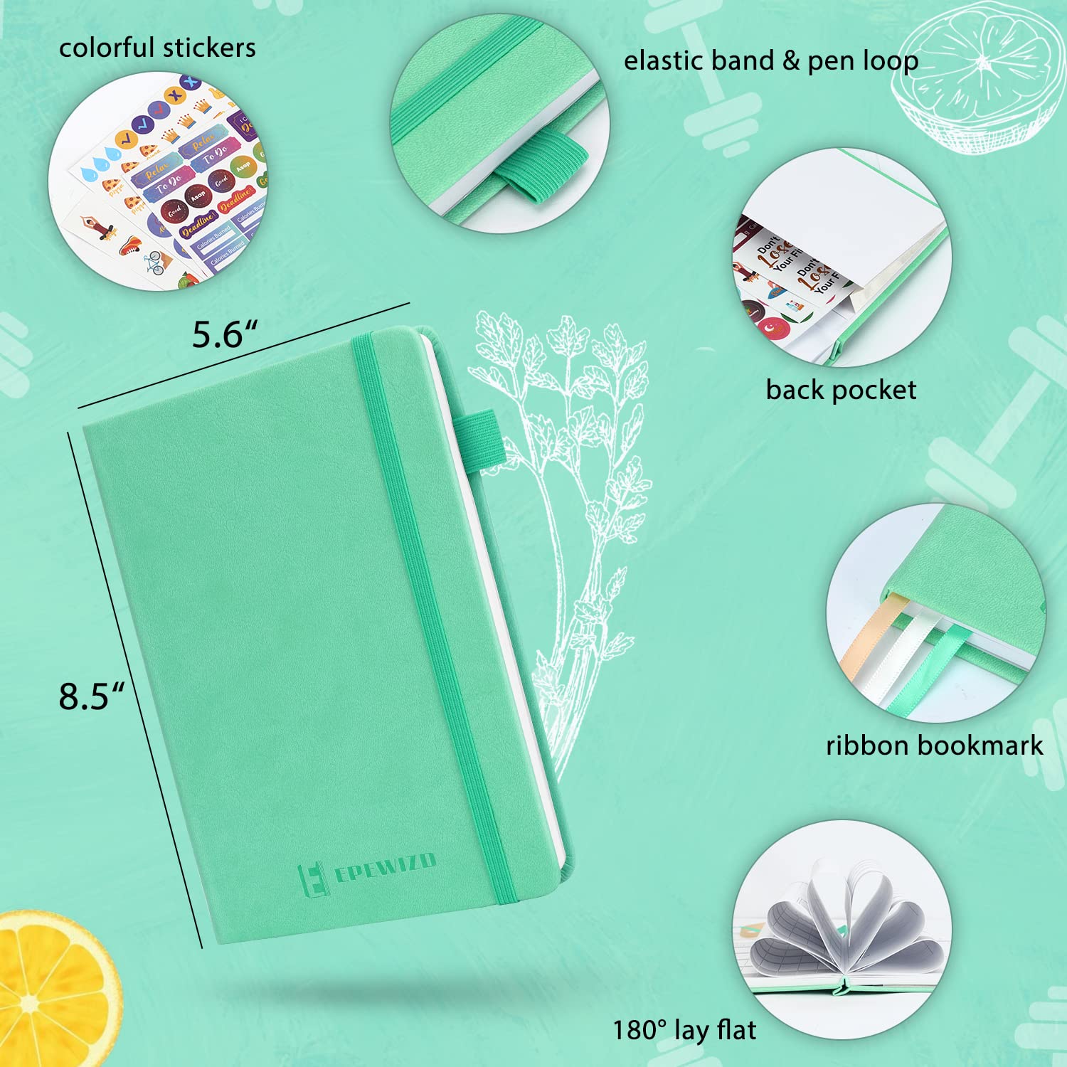 Premium Food & Fitness Journal Hardcover - Wellness Planner & Workout Tracker for Women & Men | Track Meals, Exercise, Calories & Weight Loss | Diet & Training Log | Undated for Home & Gym Use | Perfect for Meal Planning, Gym Routines & Health Goals