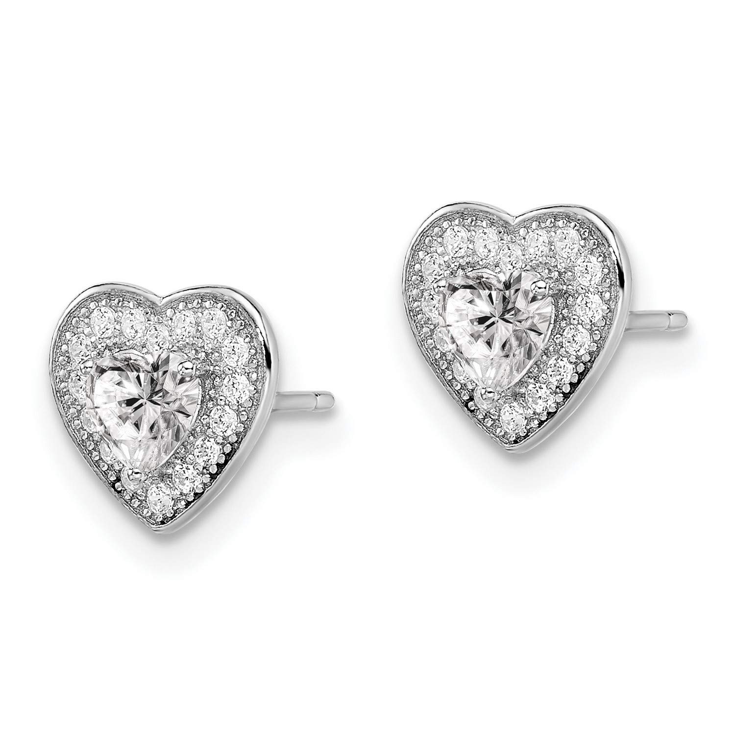 8x8mm Sterling Silver CZ Brilliant Embers Heart Stud Earrings for Women - Perfect for Valentine's Day, Anniversary Gifts & Everyday Elegance