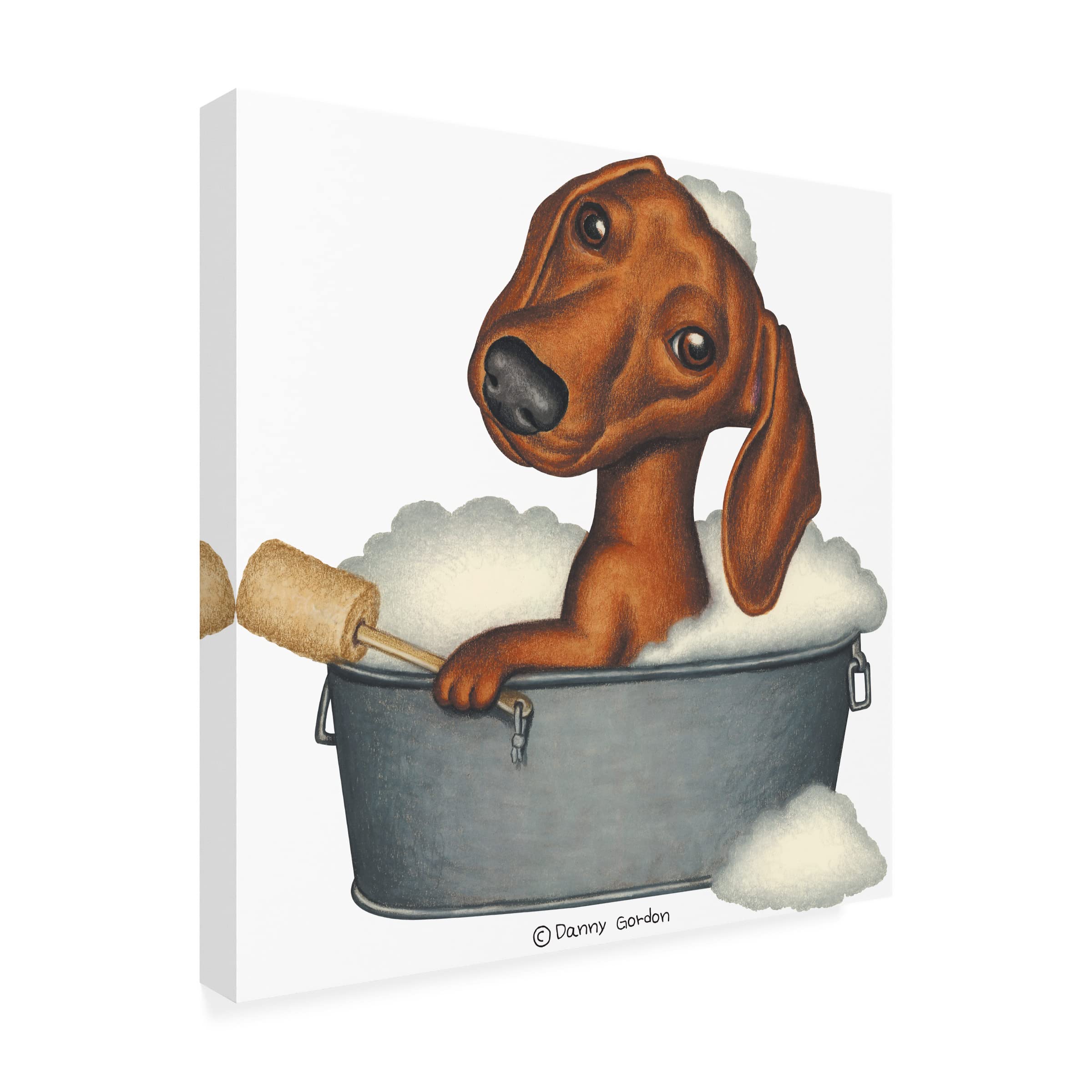 Danny Gordon Dachshund Canvas Art - Brown Dog Bathroom Decor