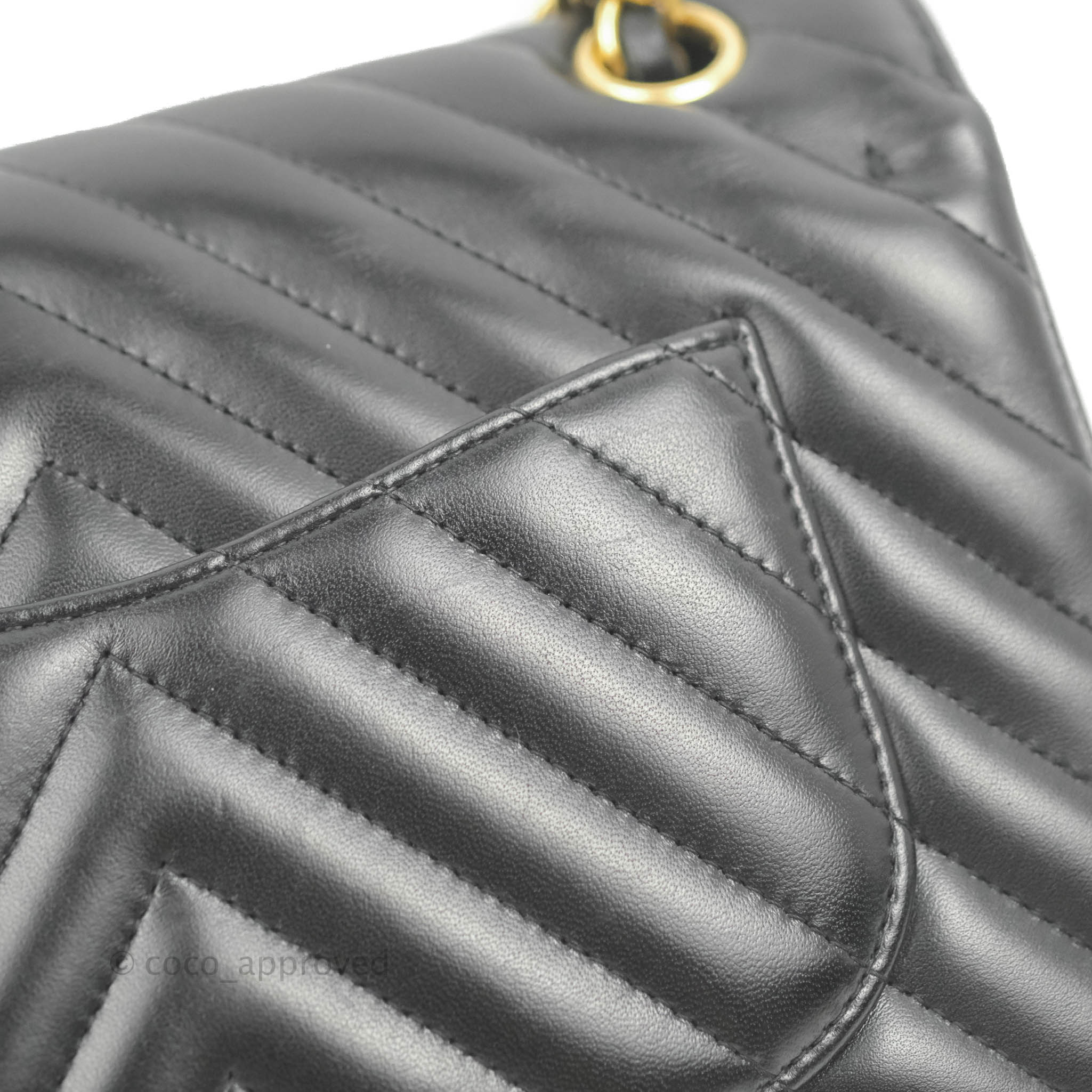 Chanel Classic Chevron Small Medium Double Flap Bag Black Lambskin Leather with Gold Hardware - Luxury Crossbody Purse for Women, Perfect for Date Night & Special Occasions