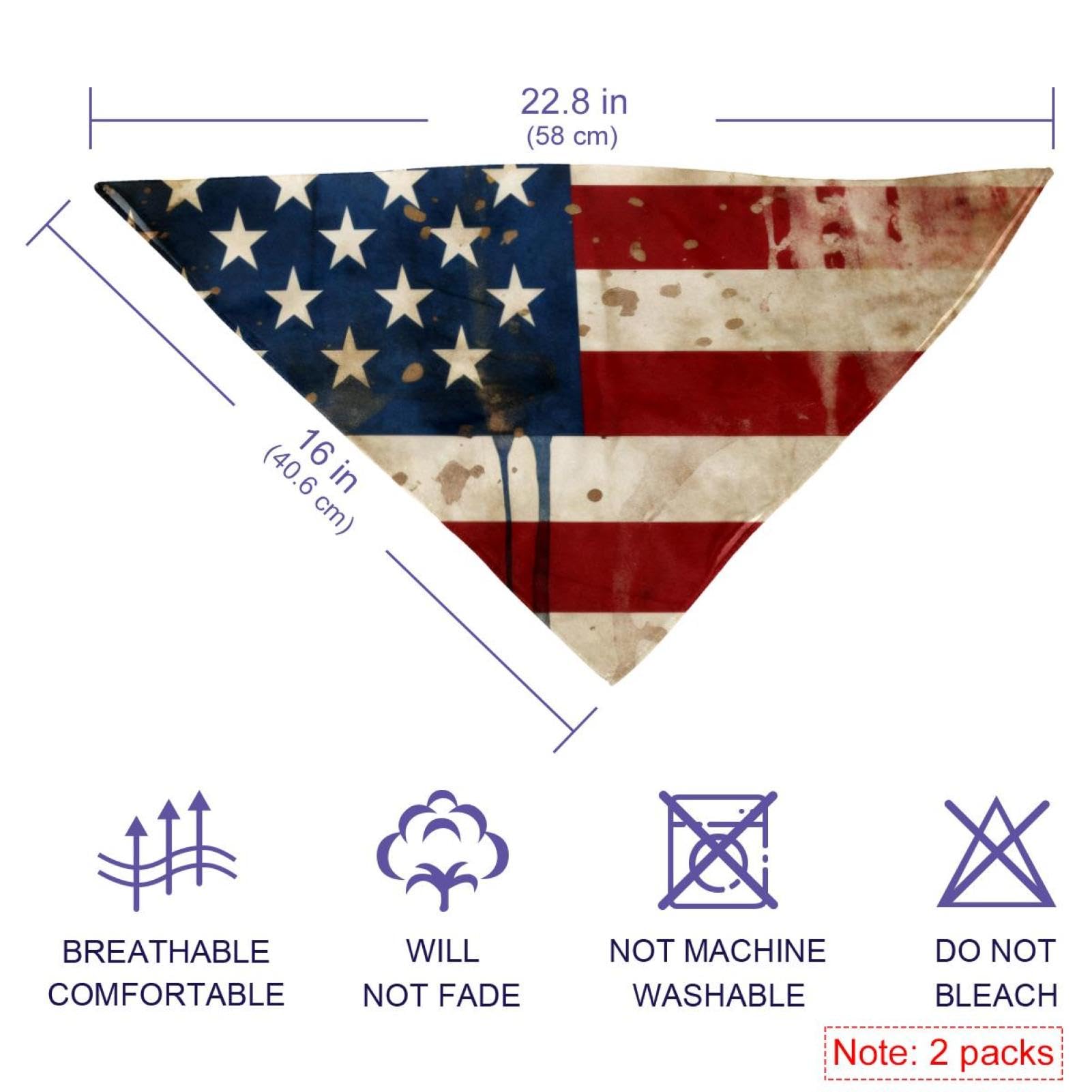 4th of July Dog Bandanas - 2-Piece Patriotic Pet Bandana Set for Independence Day, Dog Scarf & Pet Accessories for Dog Lovers | Perfect for Festive Celebrations, Pet Parades & Holiday Photo Shoots